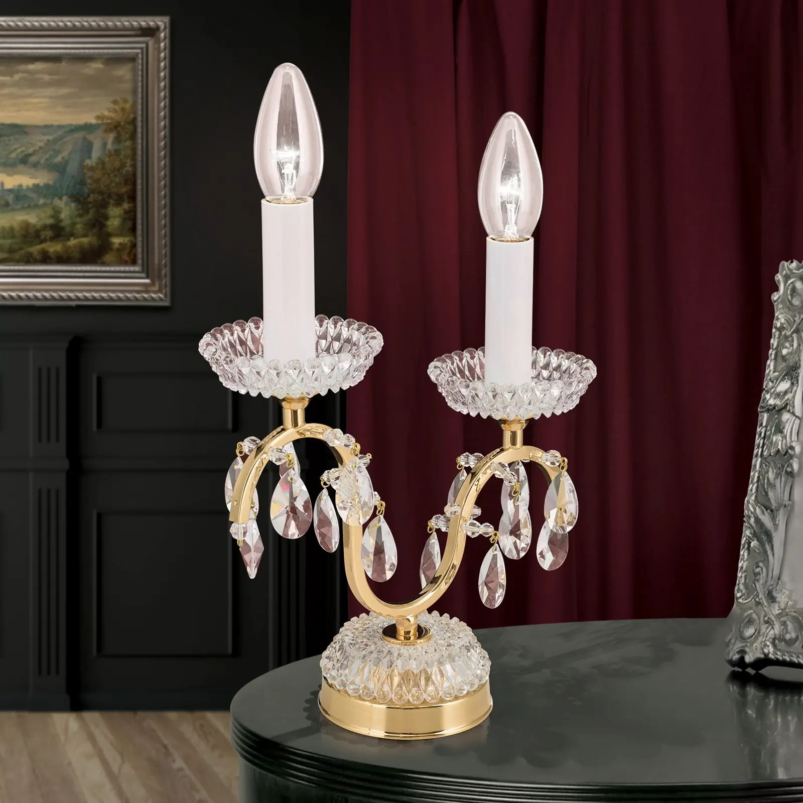 Stona lampa HIROHITO, 2 izvora svetla, zlatna - 8