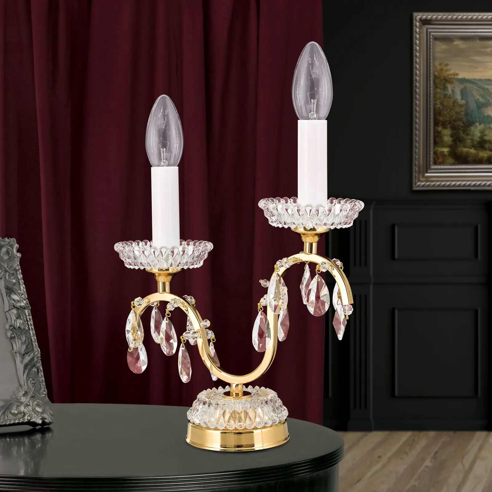 Stona lampa HIROHITO, 2 izvora svetla, zlatna - 9