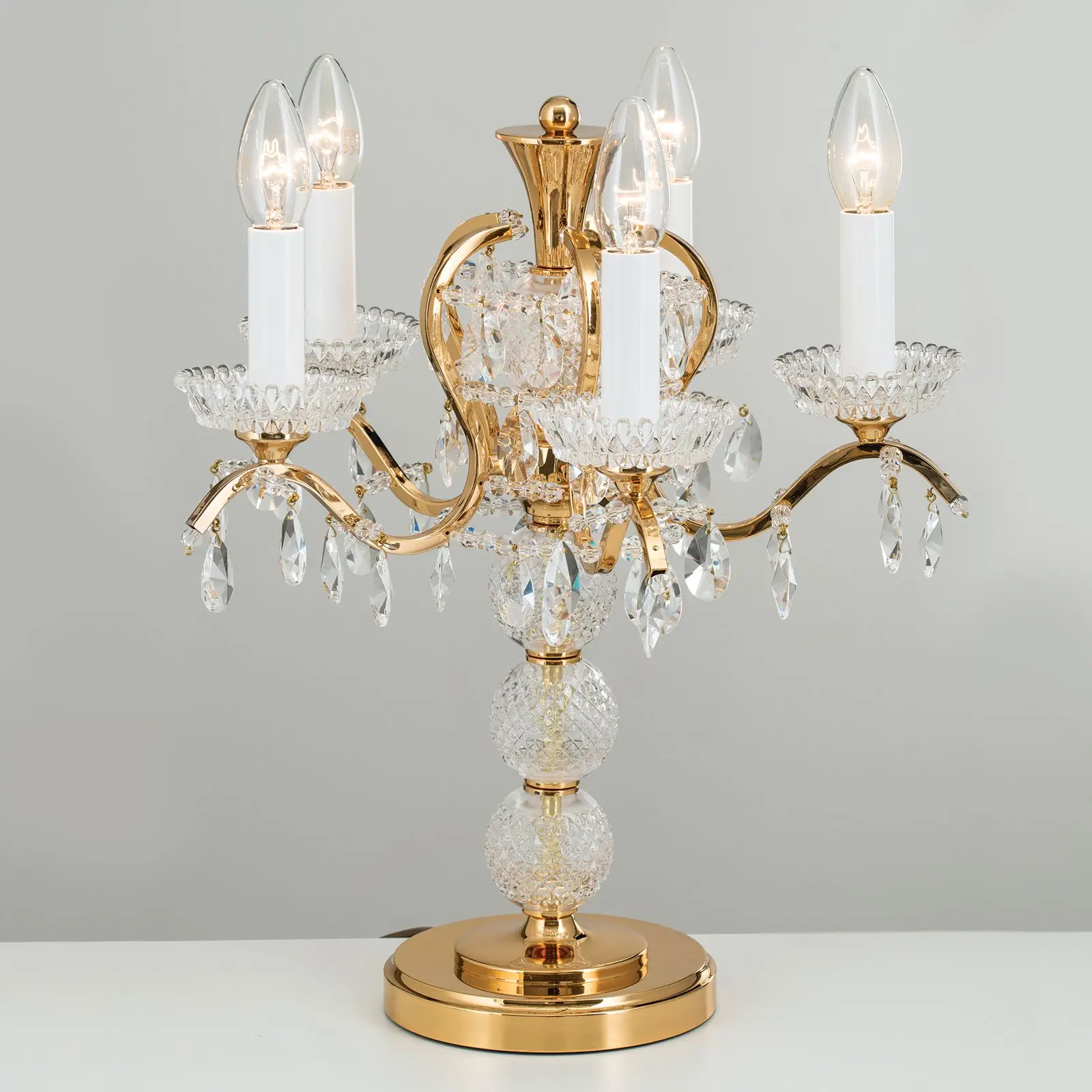 Stona lampa HIROHITO, 5 izvora svetla, zlatna - 10