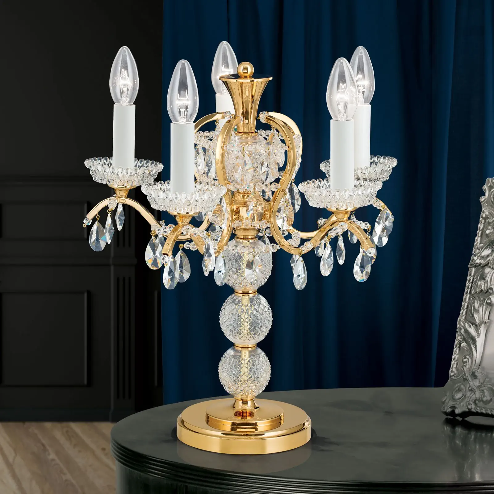 Stona lampa HIROHITO, 5 izvora svetla, zlatna - 7