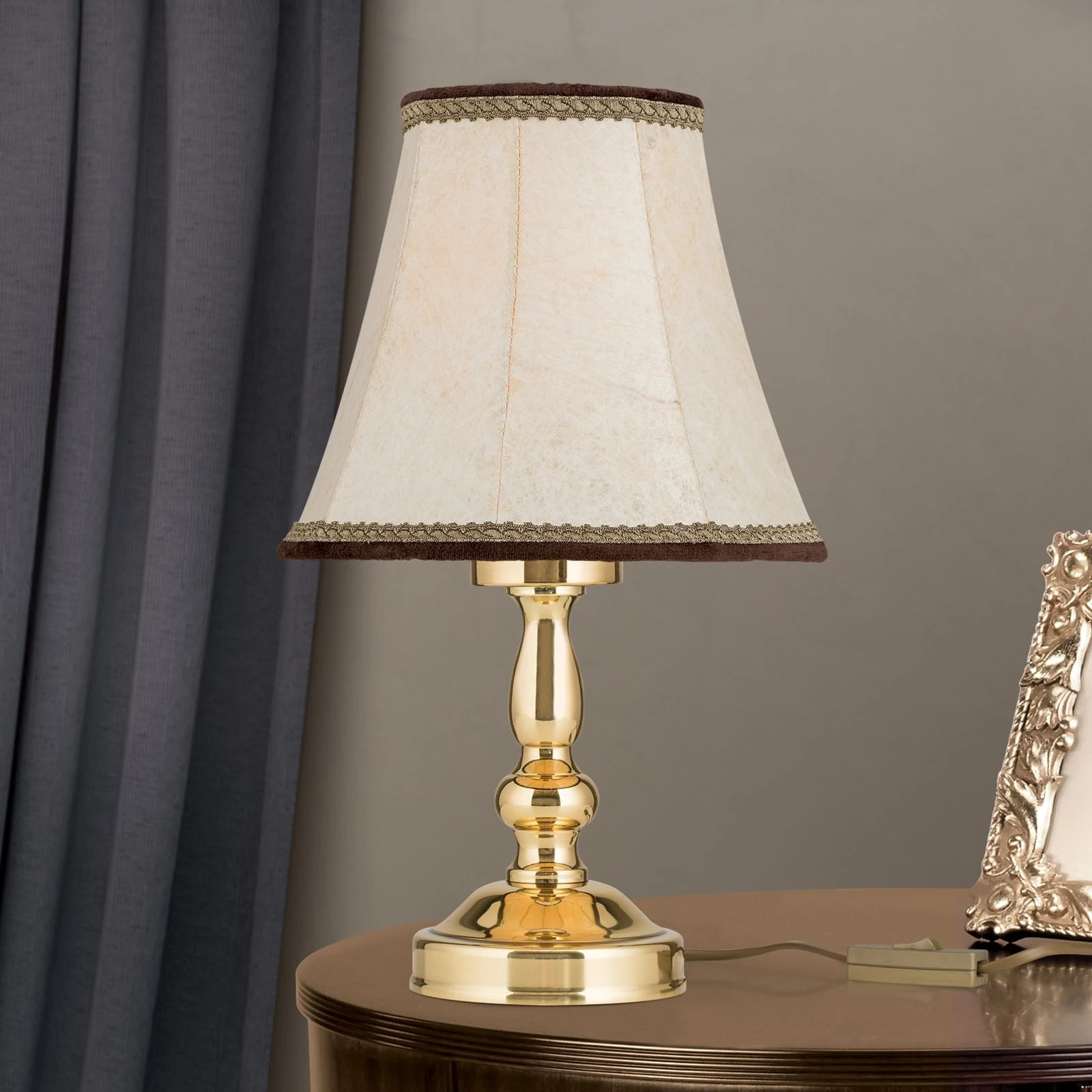 Stona lampa u flamanskom stilu, sjajni mesing, Ø 20 cm - 8