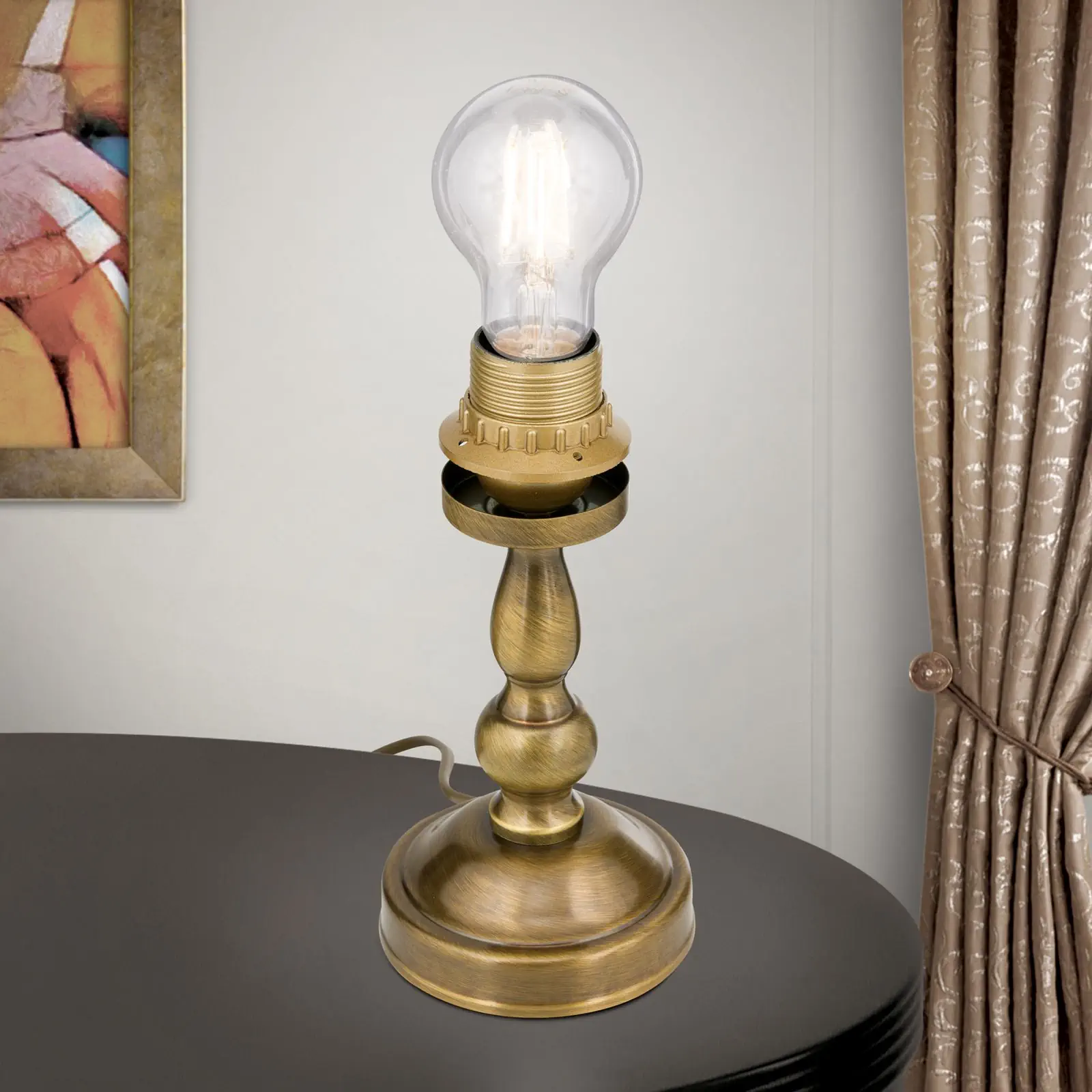 Postolje stone lampe FLÄMISCH, patina, bez abažura, visina 21 cm - 2