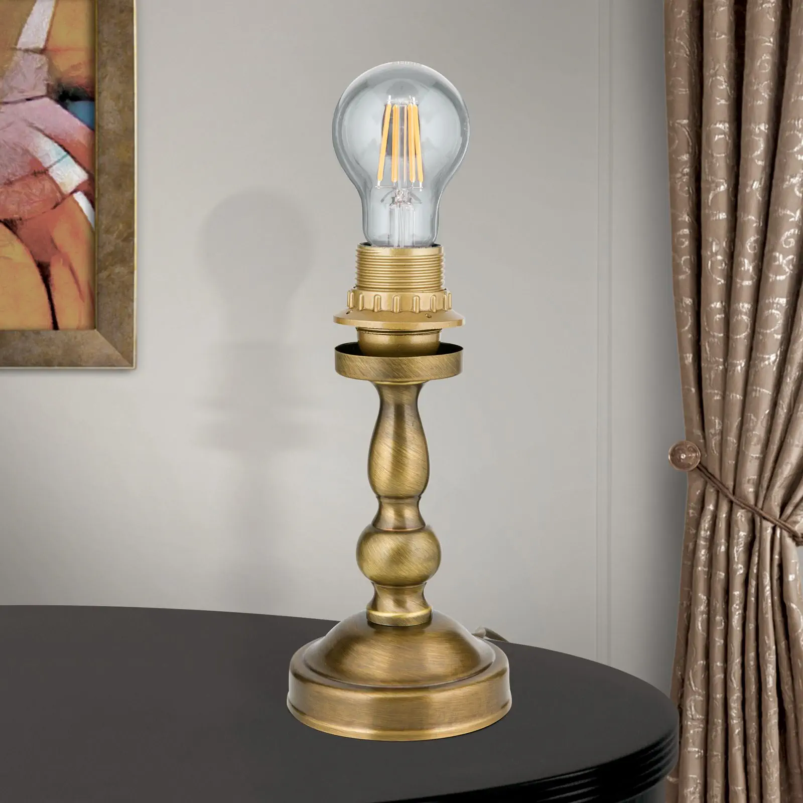 Postolje stone lampe FLÄMISCH, patina, bez abažura, visina 21 cm - 3