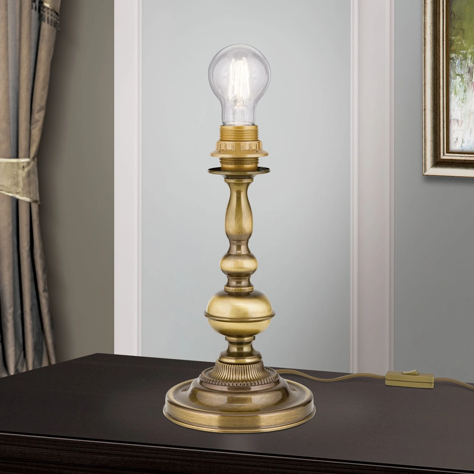 Postolje za stonu lampu FLÄMISCH, patina, bez abažura, visina 30 cm - 2