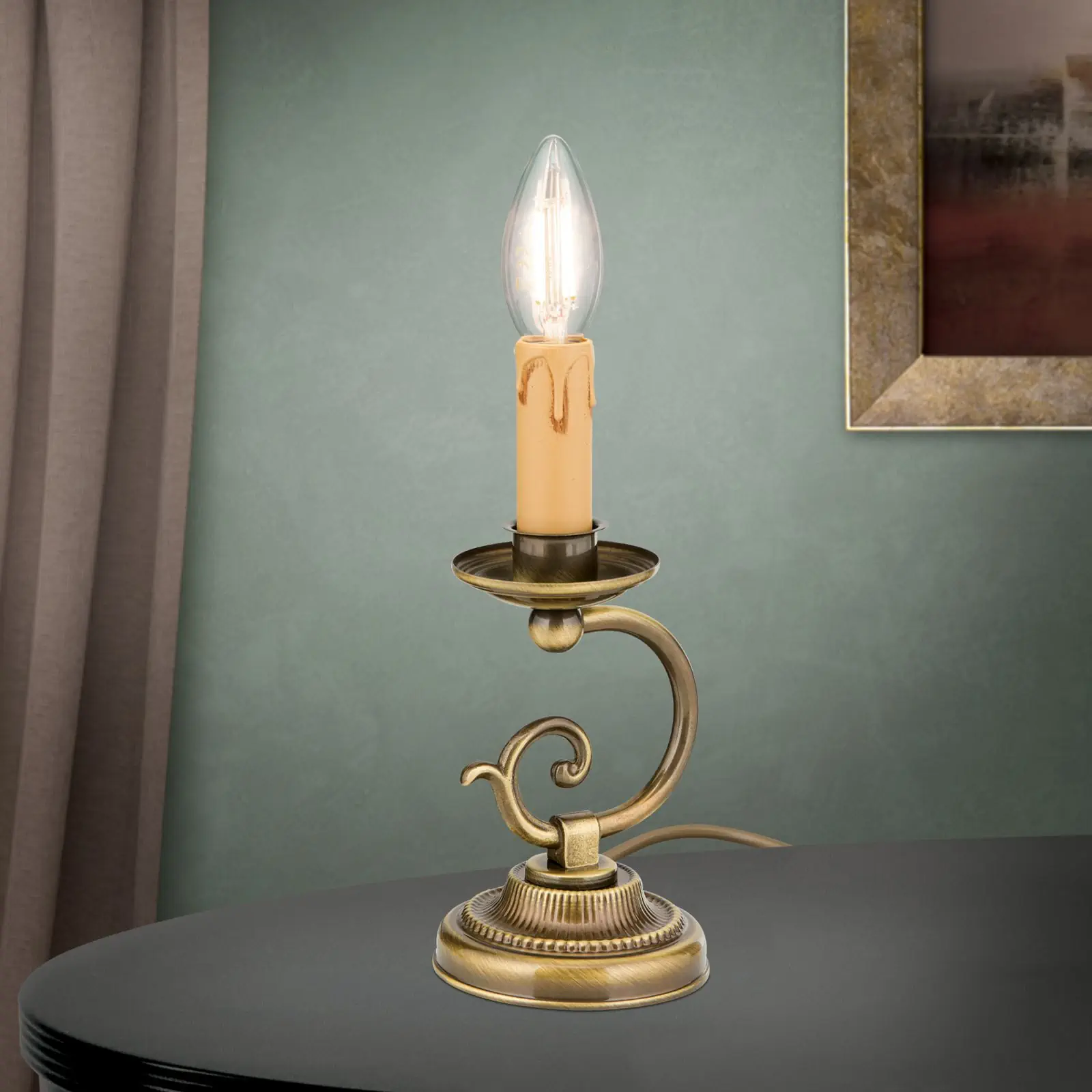 Stona lampa FLÄMISCH, 1 izvor svetla, patina, bez abažura - 1