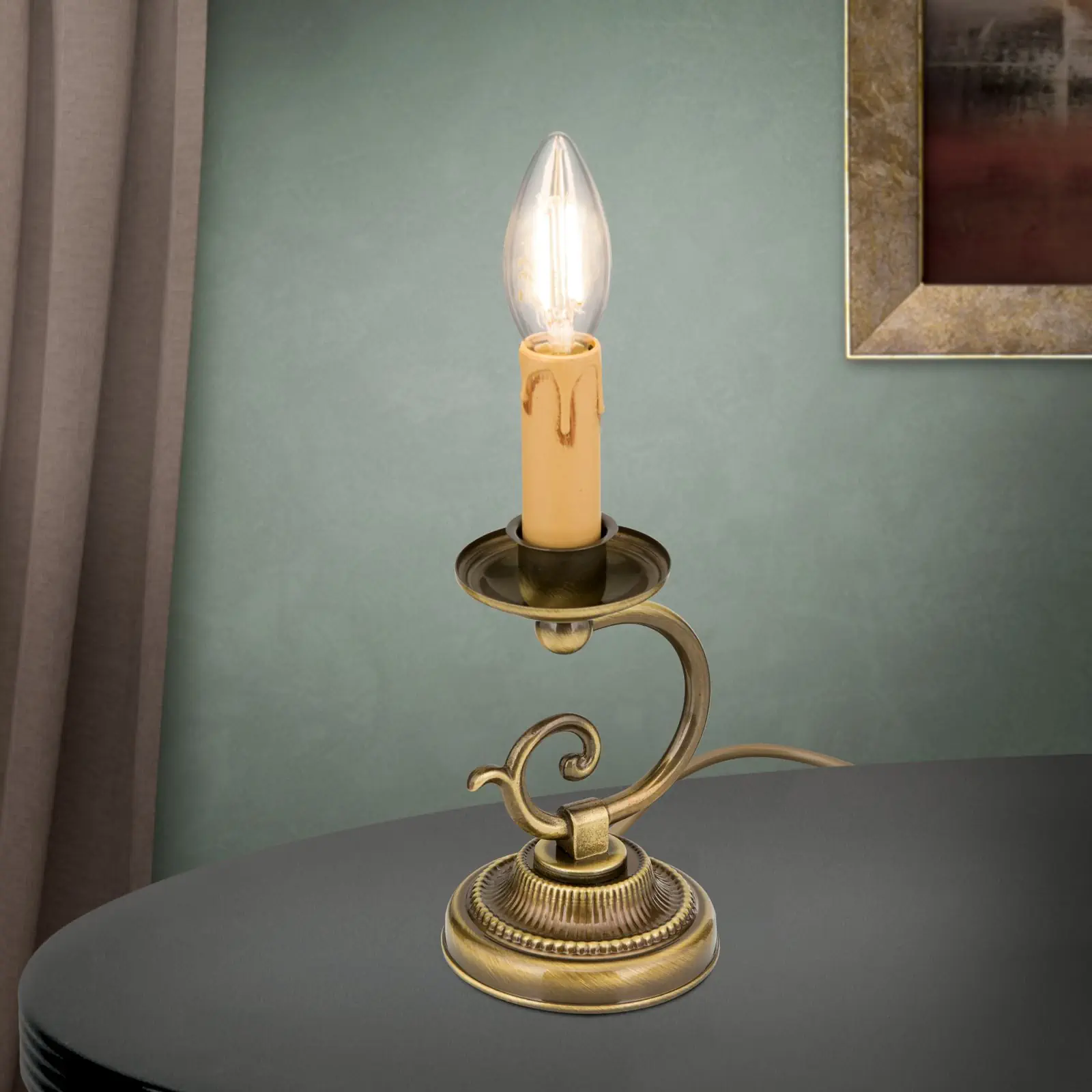 Stona lampa FLÄMISCH, 1 izvor svetla, patina, bez abažura - 2