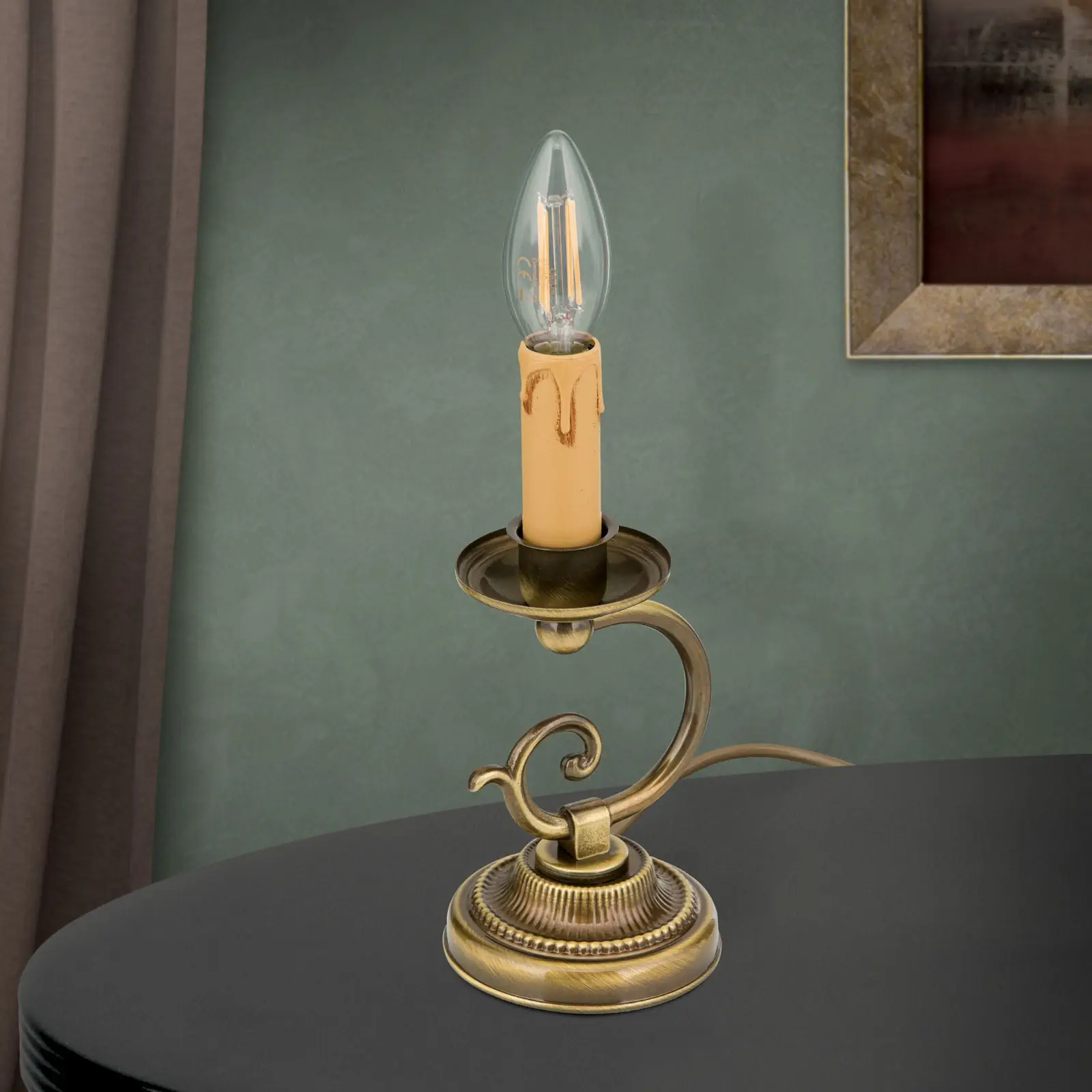 Stona lampa FLÄMISCH, 1 izvor svetla, patina, bez abažura - 3