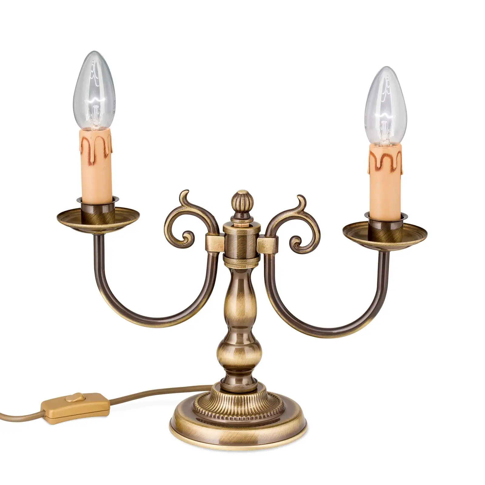 Stona lampa FLÄMISCH, 2 izvora svetla, patina, bez abažura - 5