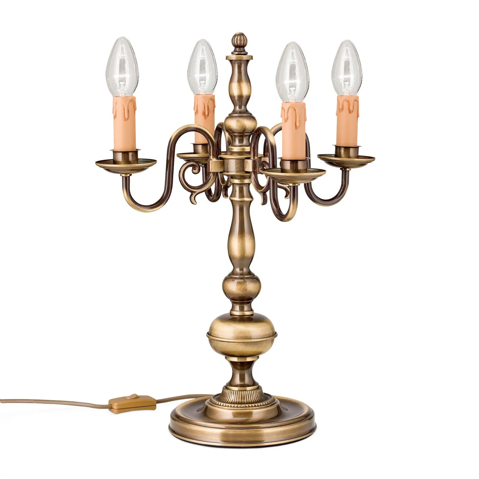 Stona lampa FLÄMISCH, 4 izvora svetla, patinirana, bez abažura - 5