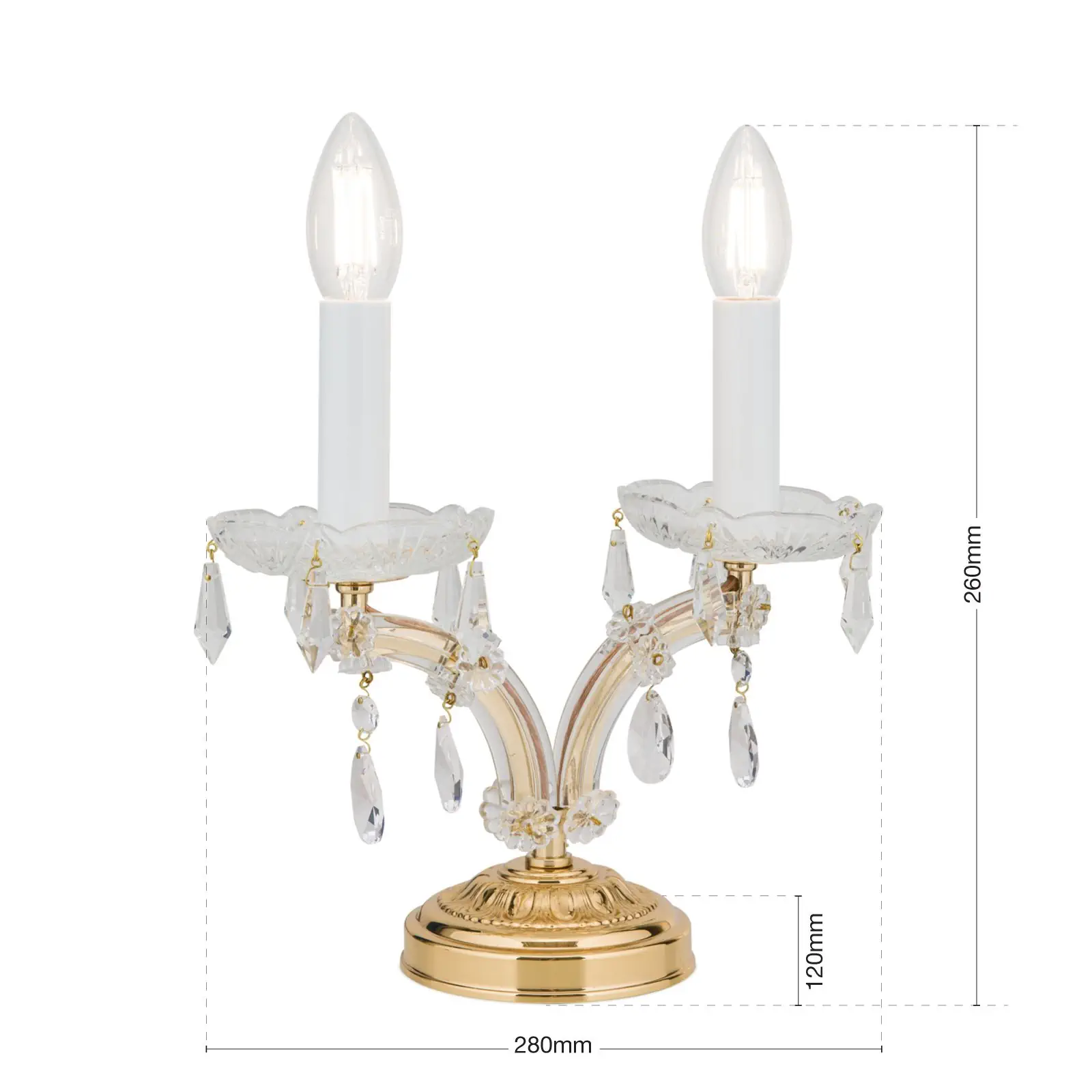 Stona lampa MARIA THERESIA, 2 izvora svetla, zlatna - 7