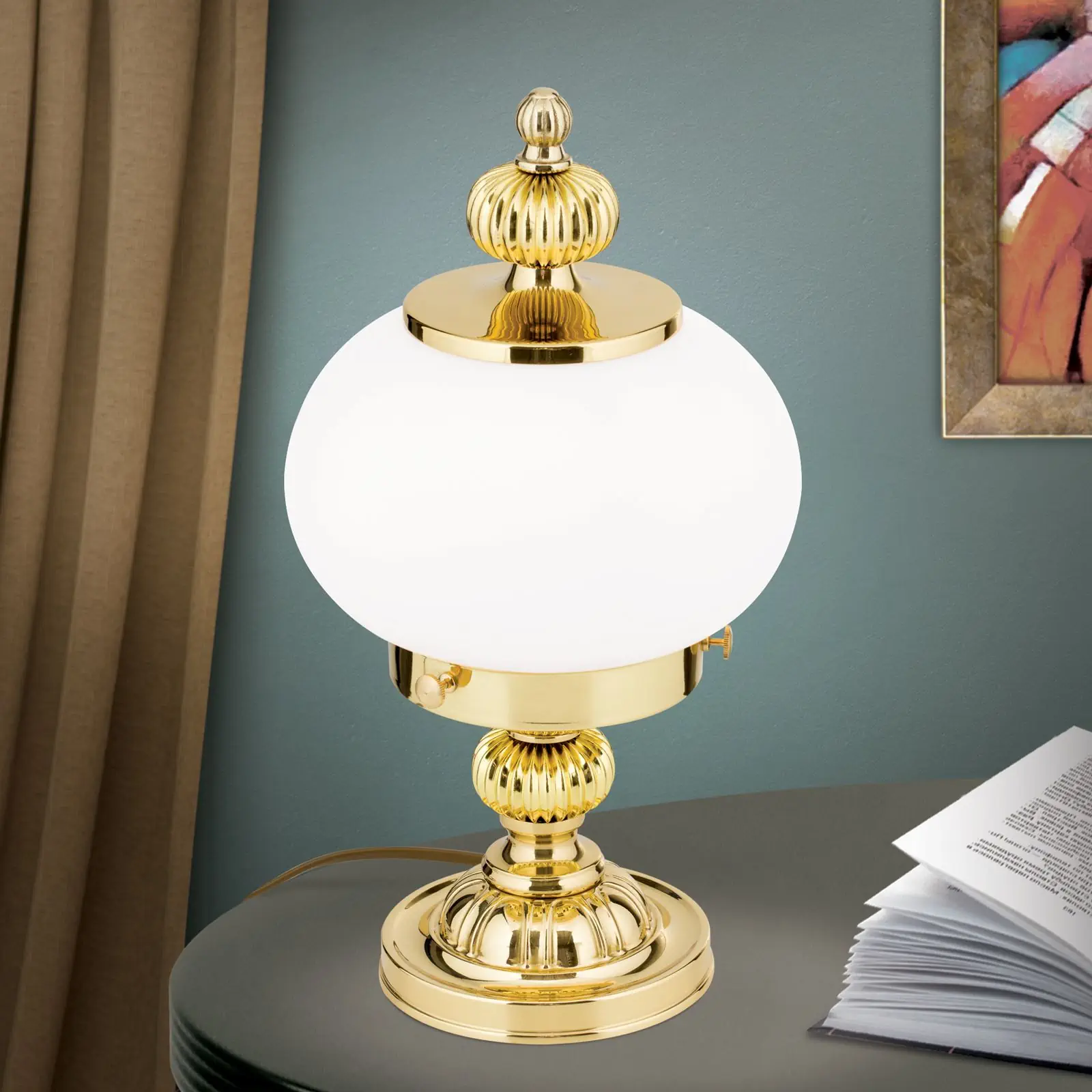 Stona lampa WIENER NOSTALGIE, 1 izvor svetla, sjajni mesing, sa opal mat staklom - 2