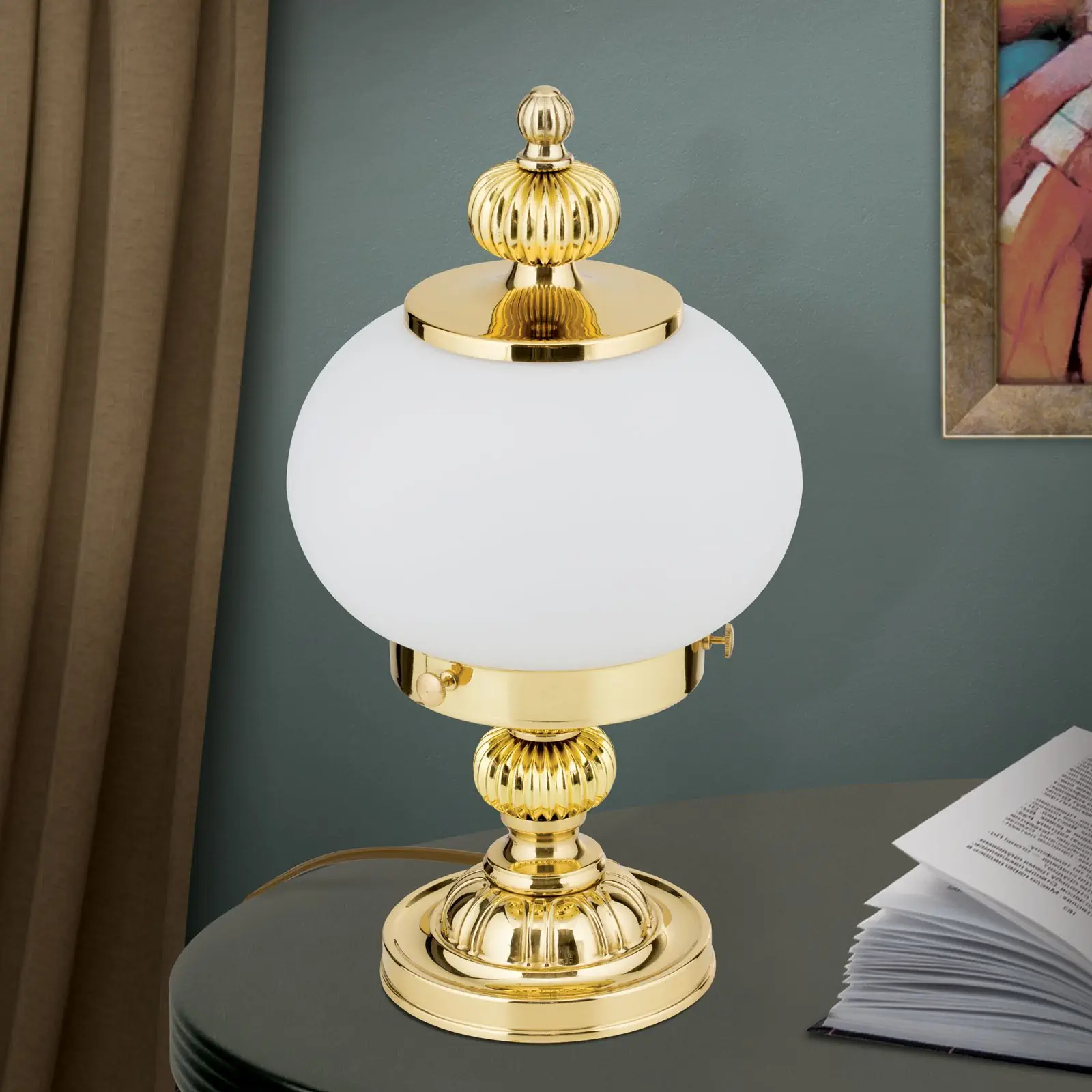 Stona lampa WIENER NOSTALGIE, 1 izvor svetla, sjajni mesing, sa opal mat staklom - 3