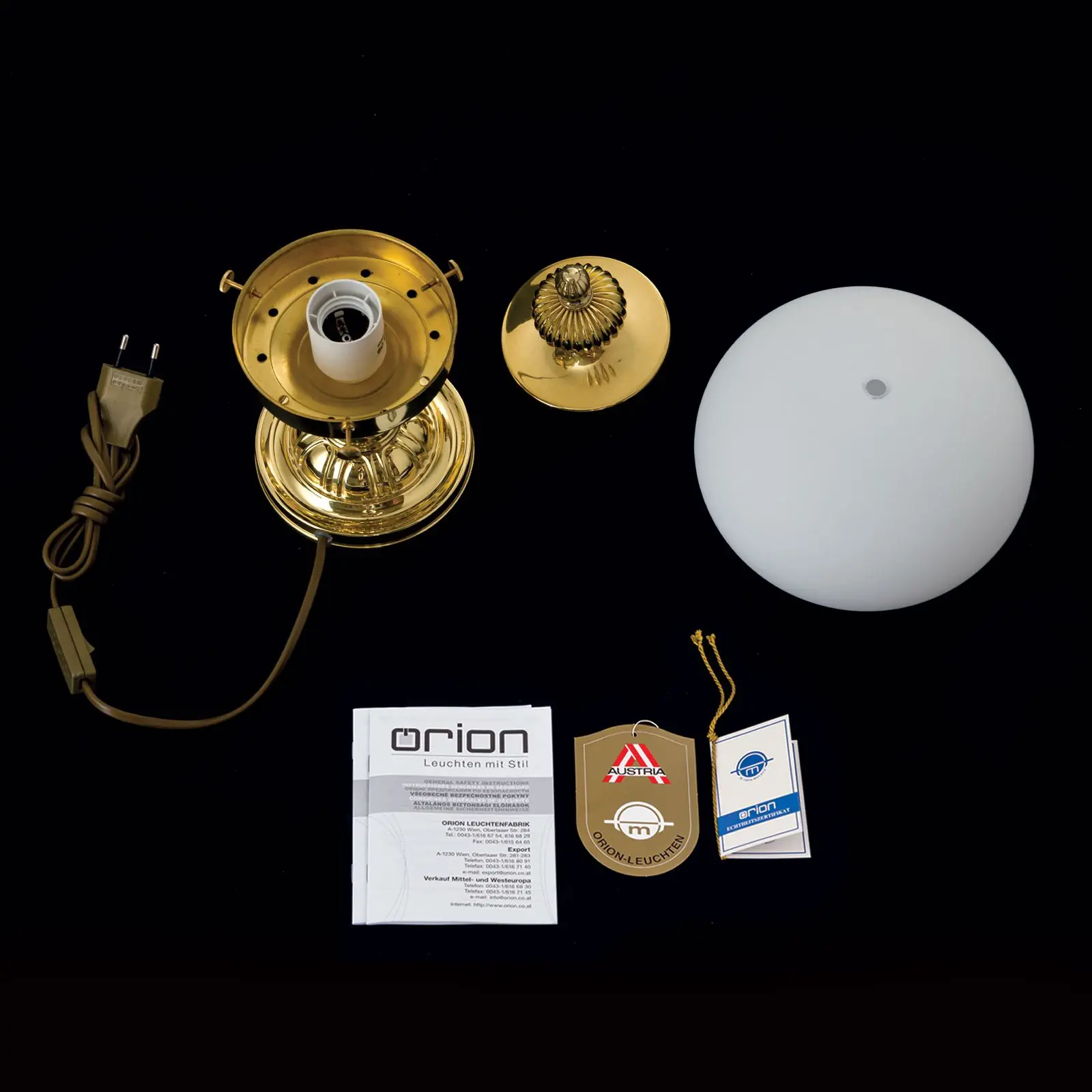 Stona lampa WIENER NOSTALGIE, 1 izvor svetla, sjajni mesing, sa opal mat staklom - 8