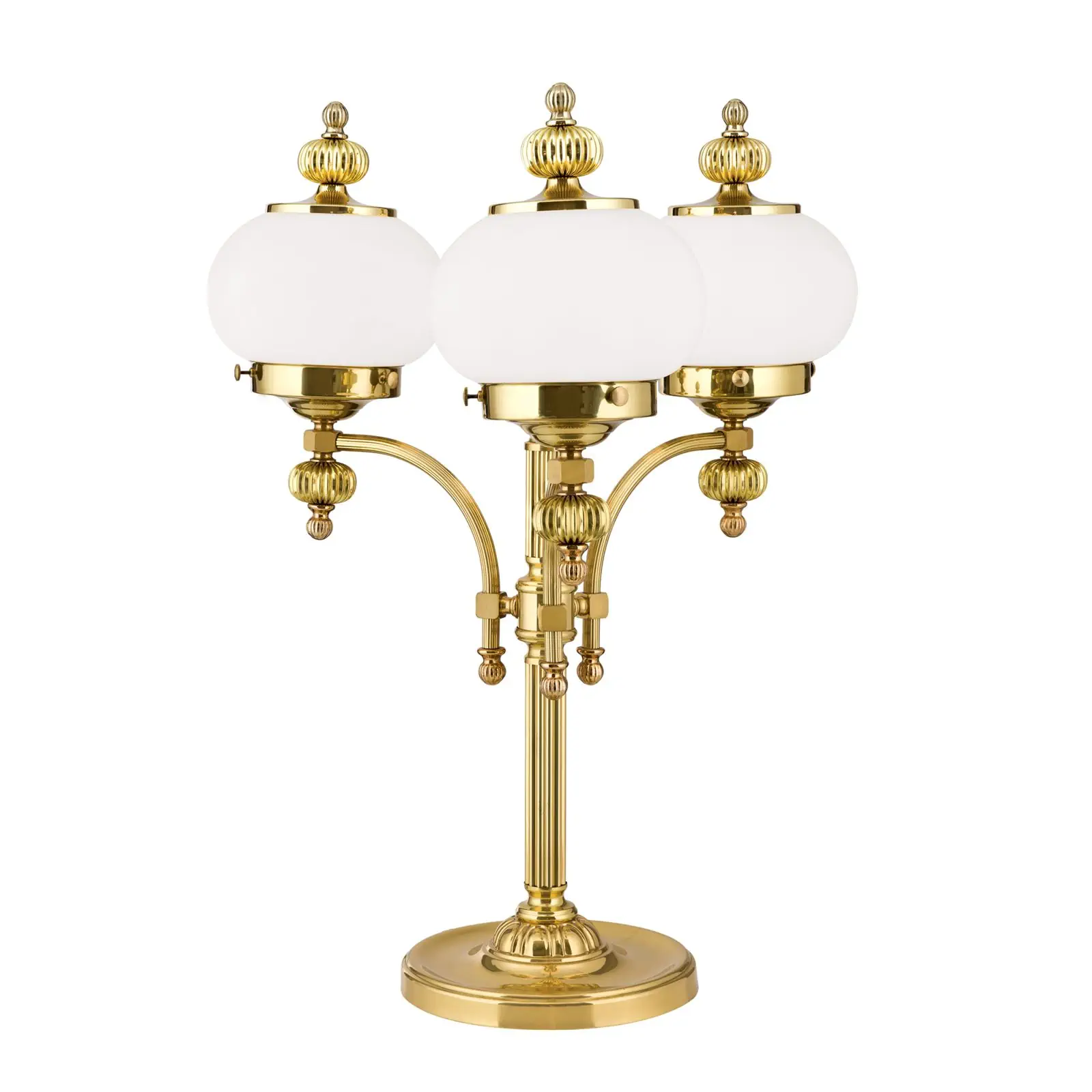Stona lampa WIENER NOSTALGIE, 3 izvora svetla, sjajni mesing, sa opal mat staklom - 4