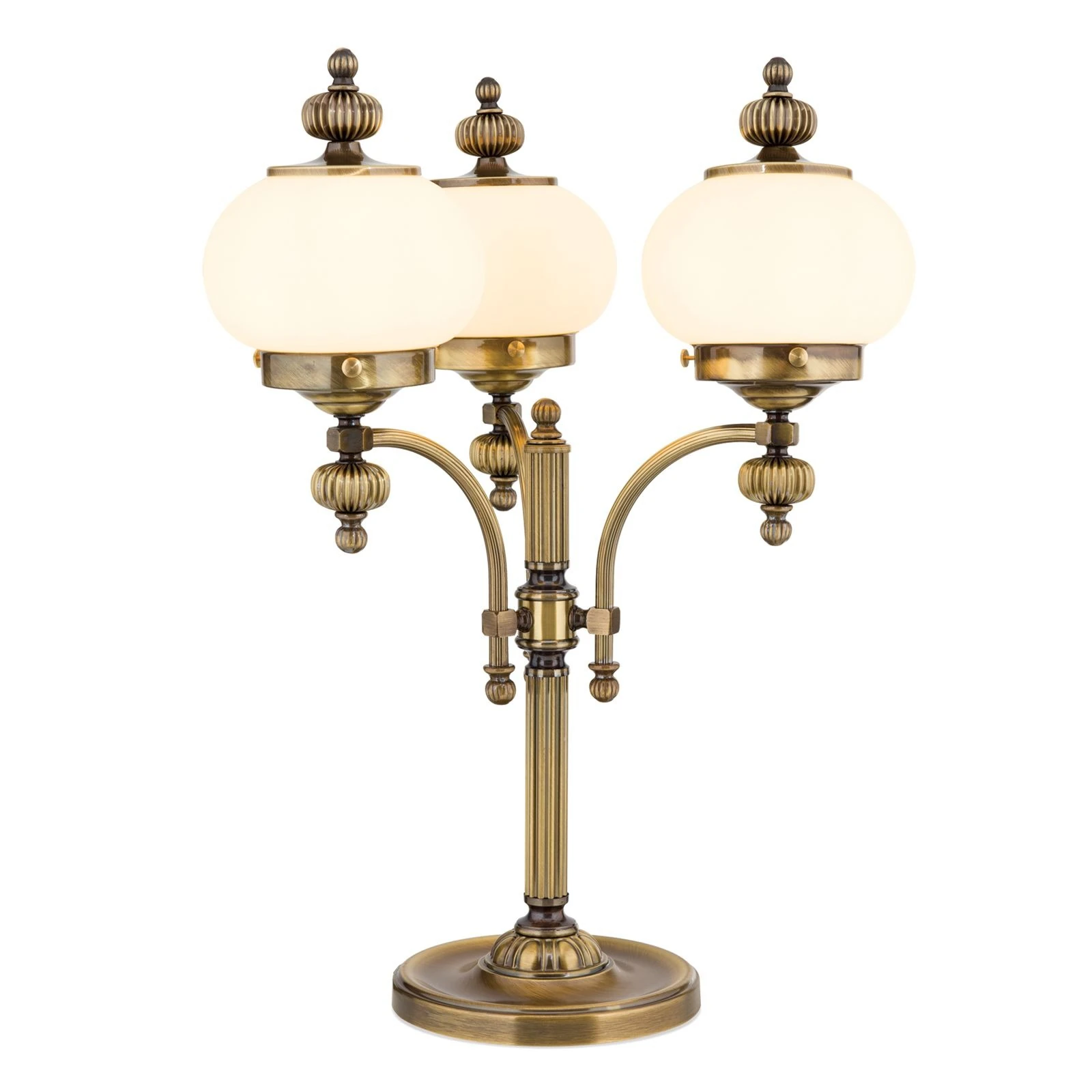 Stona lampa WIENER NOSTALGIE, 3 izvora svetla, antik mesing, šampanj staklo - 4