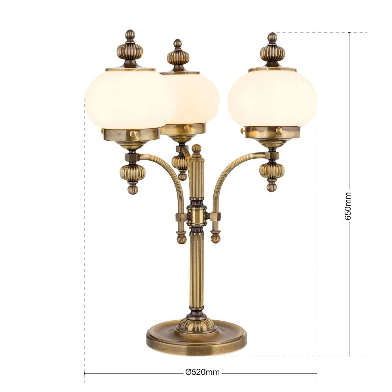 Stona lampa WIENER NOSTALGIE, 3 izvora svetla, antik mesing, šampanj staklo - 7