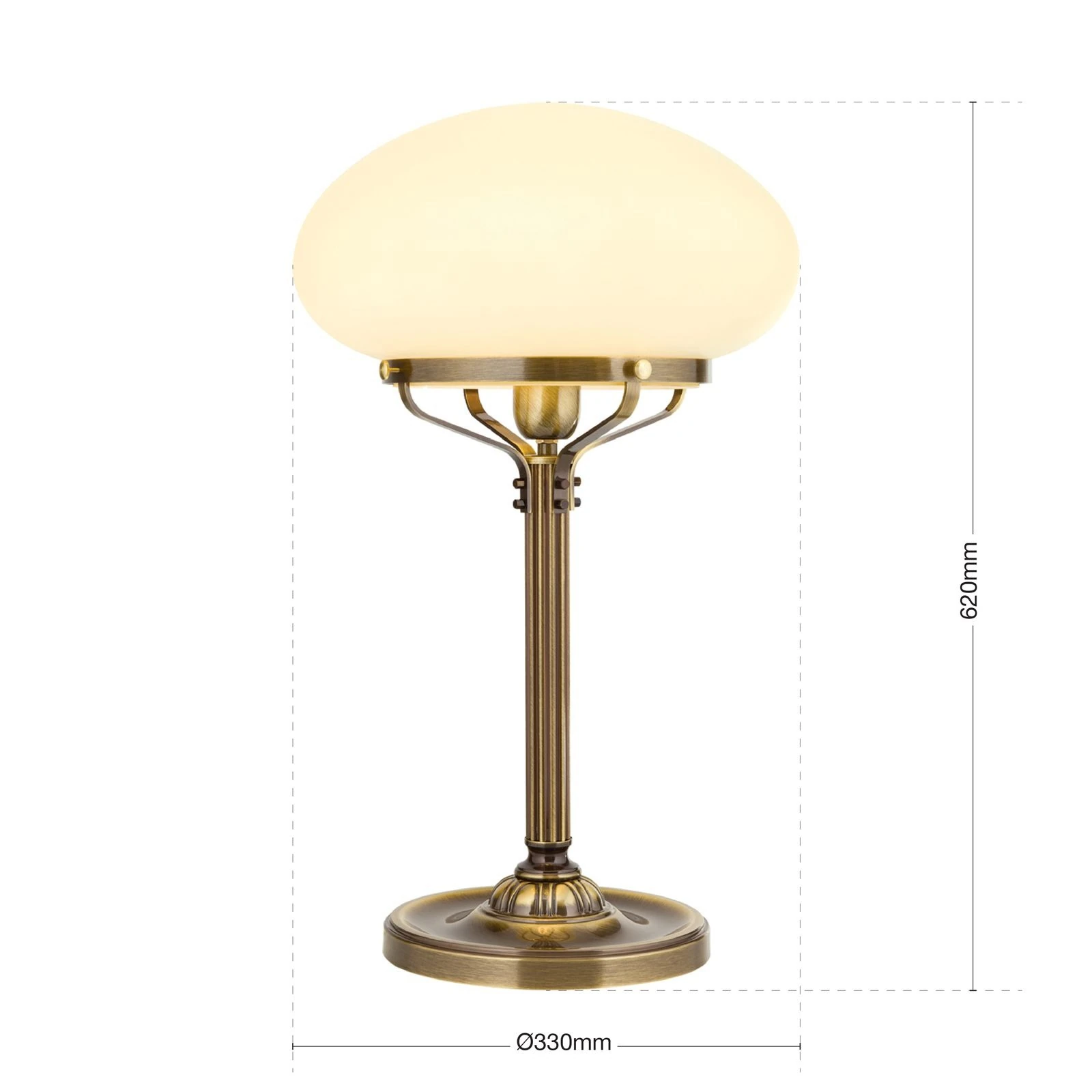 Stona lampa WIENER NOSTALGIE, H62 cm, antik mesing, šampanj staklo - 7