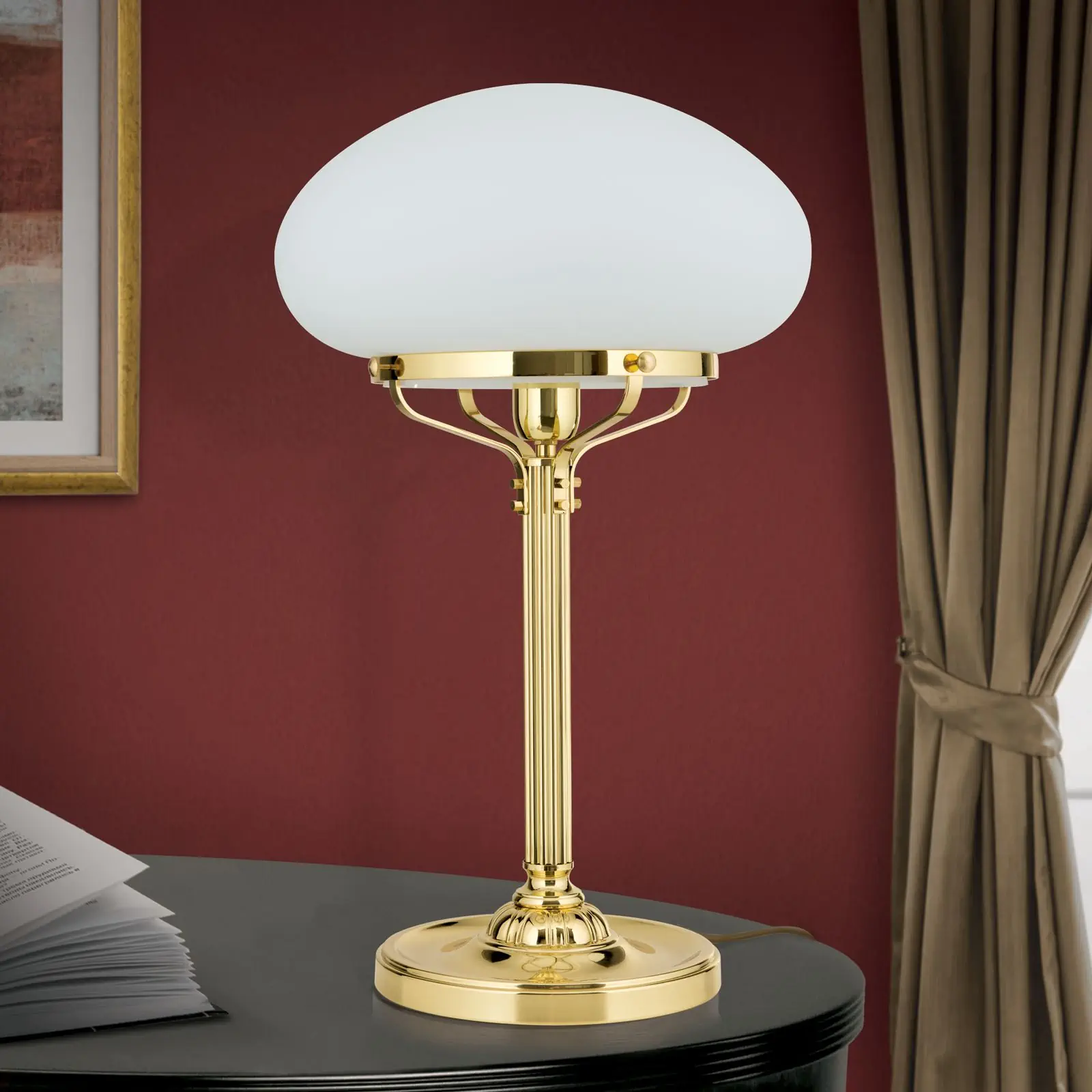 Stona lampa WIENER NOSTALGIE, sjajni mesing, sa opal mat staklom, H62cm - 3