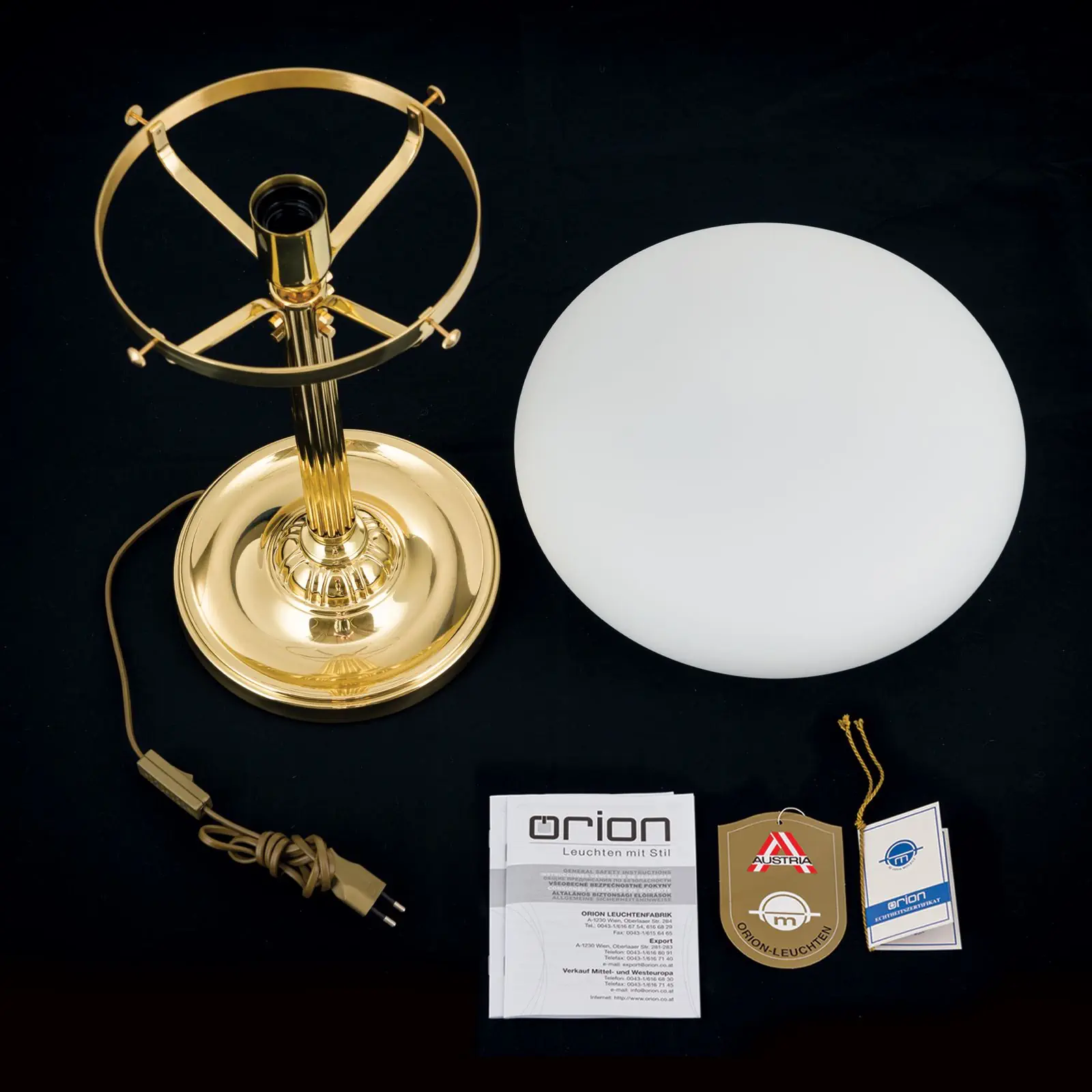 Stona lampa WIENER NOSTALGIE, sjajni mesing, sa opal mat staklom, H62cm - 8