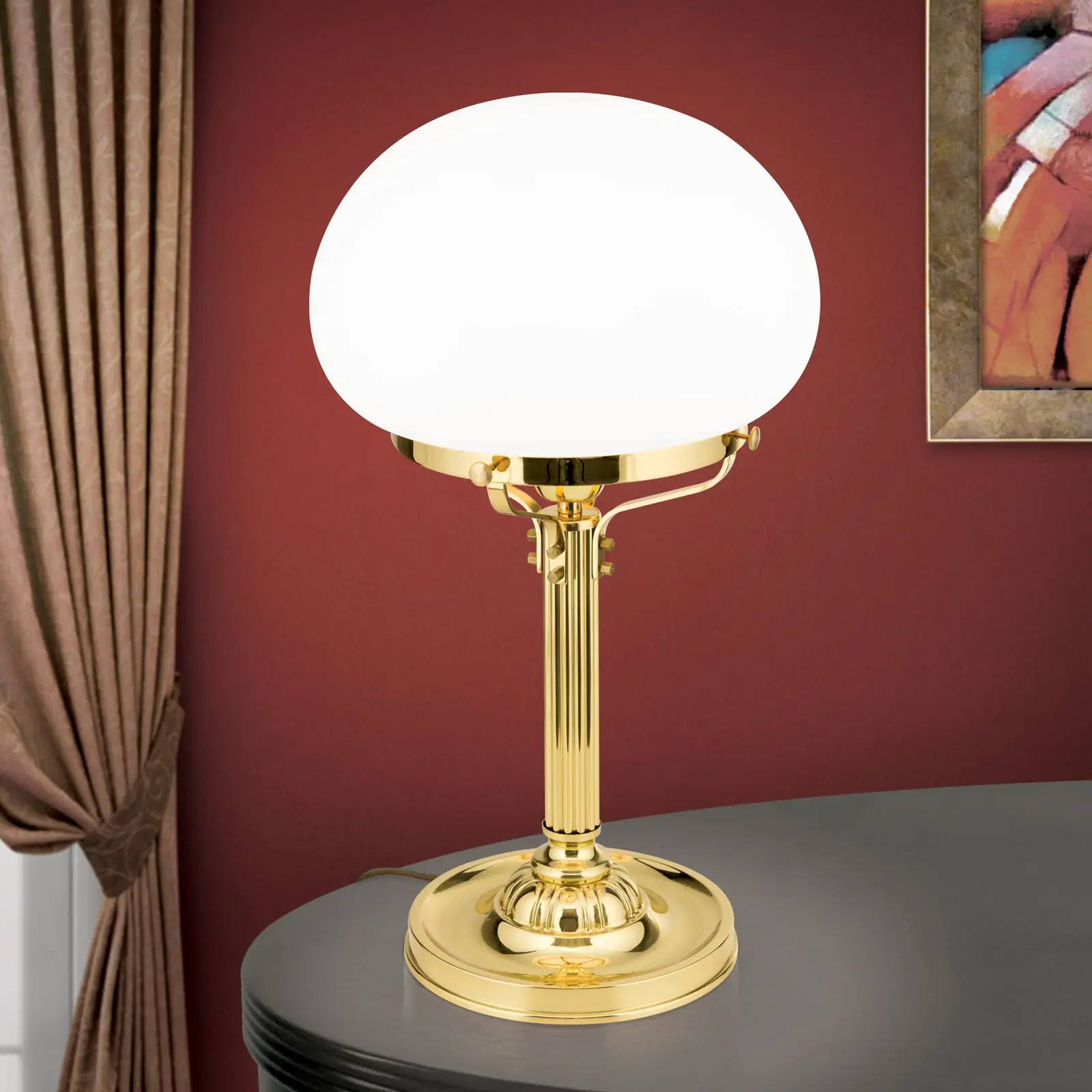 Stočna lampa WIENER NOSTALGIE, sjajni mesing, sa opal mat staklom, H51cm - 2