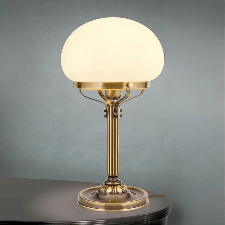 Stona lampa WIENER NOSTALGIE, H51 cm, antik mesing, šampanj staklo - 1