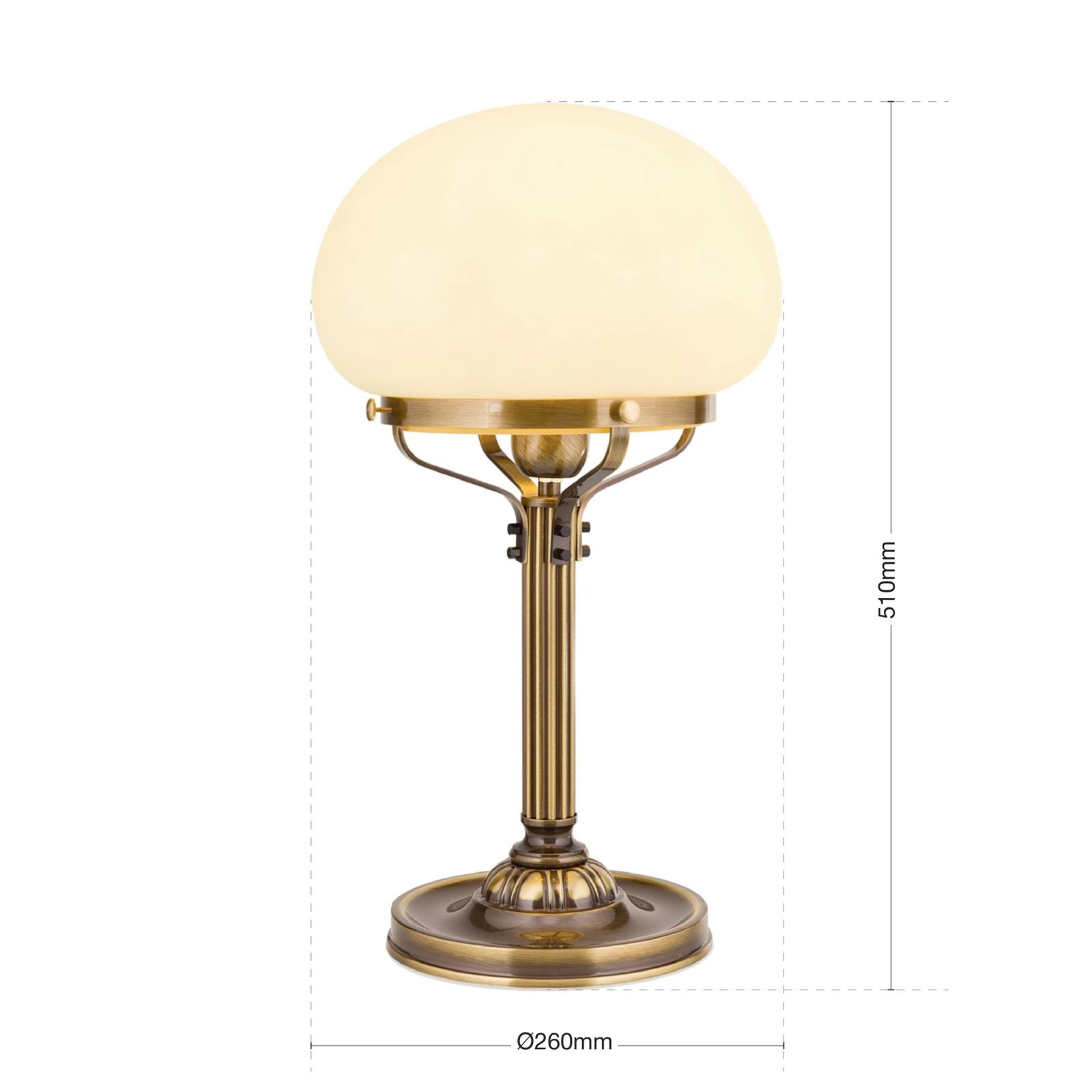 Stona lampa WIENER NOSTALGIE, H51 cm, antik mesing, šampanj staklo - 7