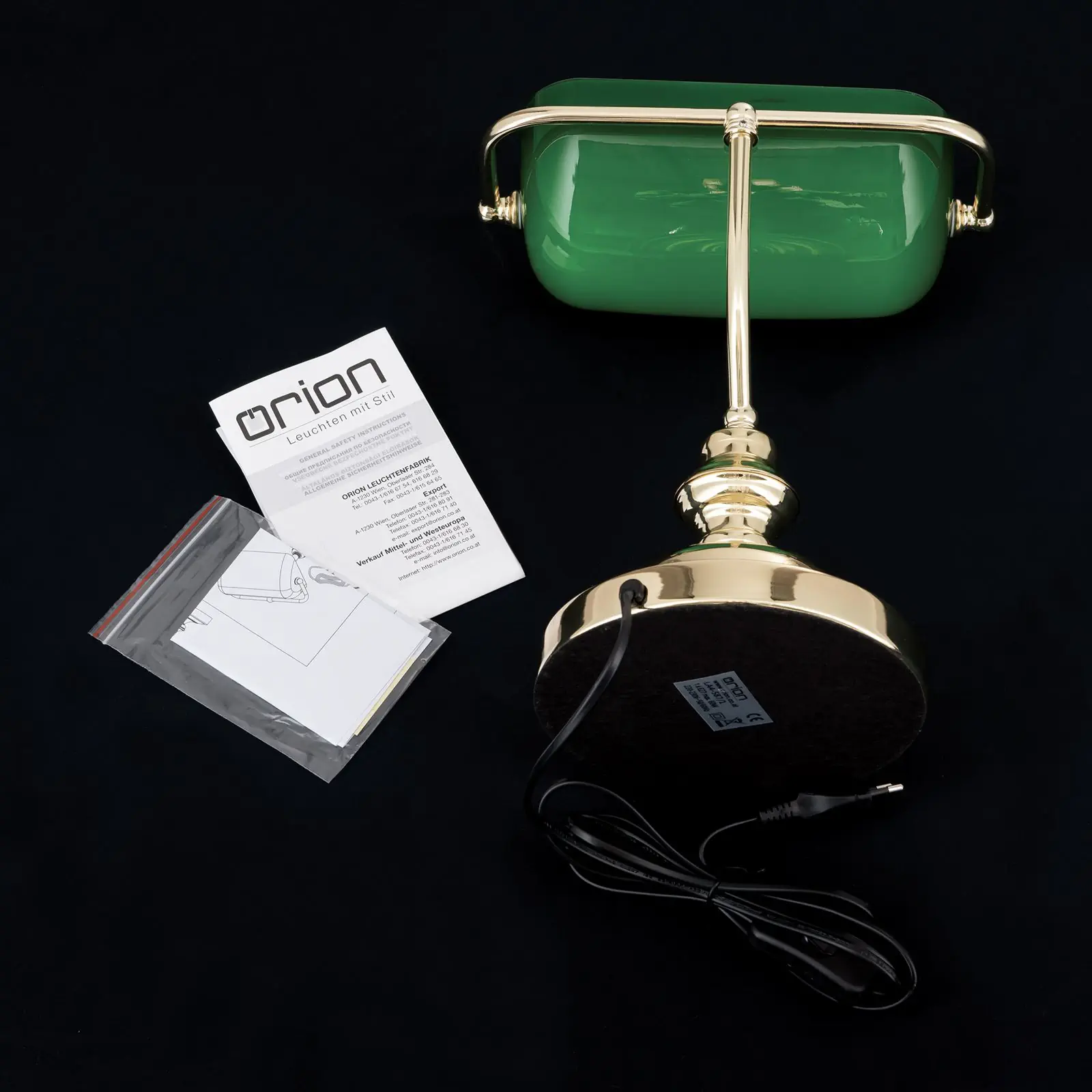 BANKERSLAMP, sjajni mesing, sa zelenim staklom - 8