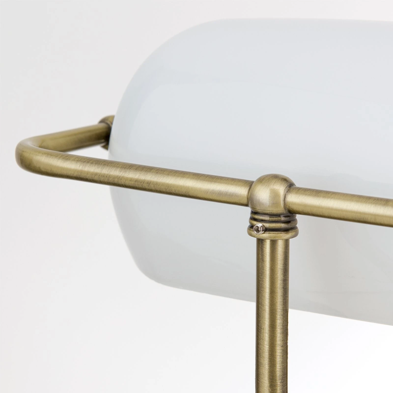 Bankarska lampa BANKERSLAMP, antik mesing, opalno staklo - 5