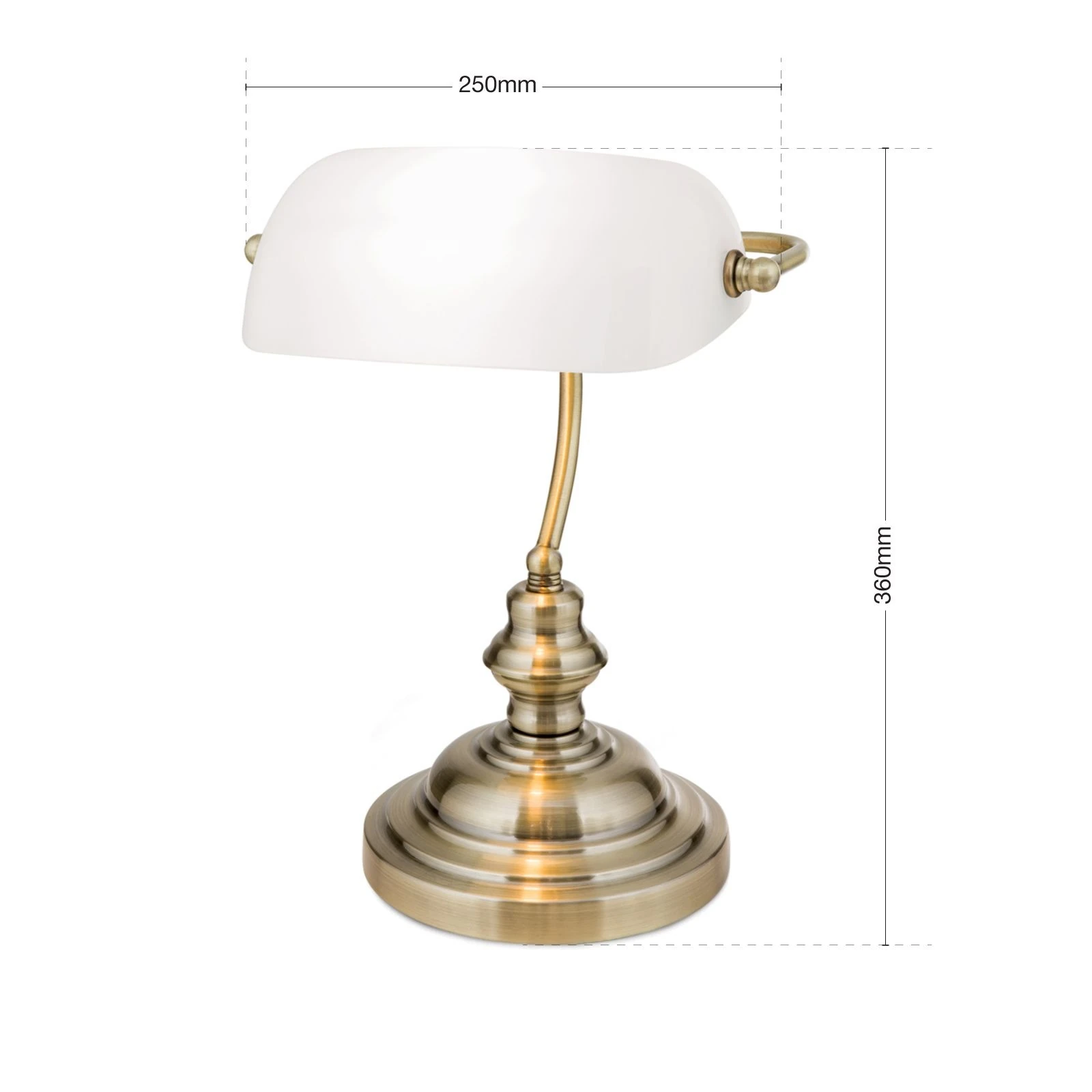 Bankarska lampa BANKERSLAMP, antik mesing, opalno staklo - 7