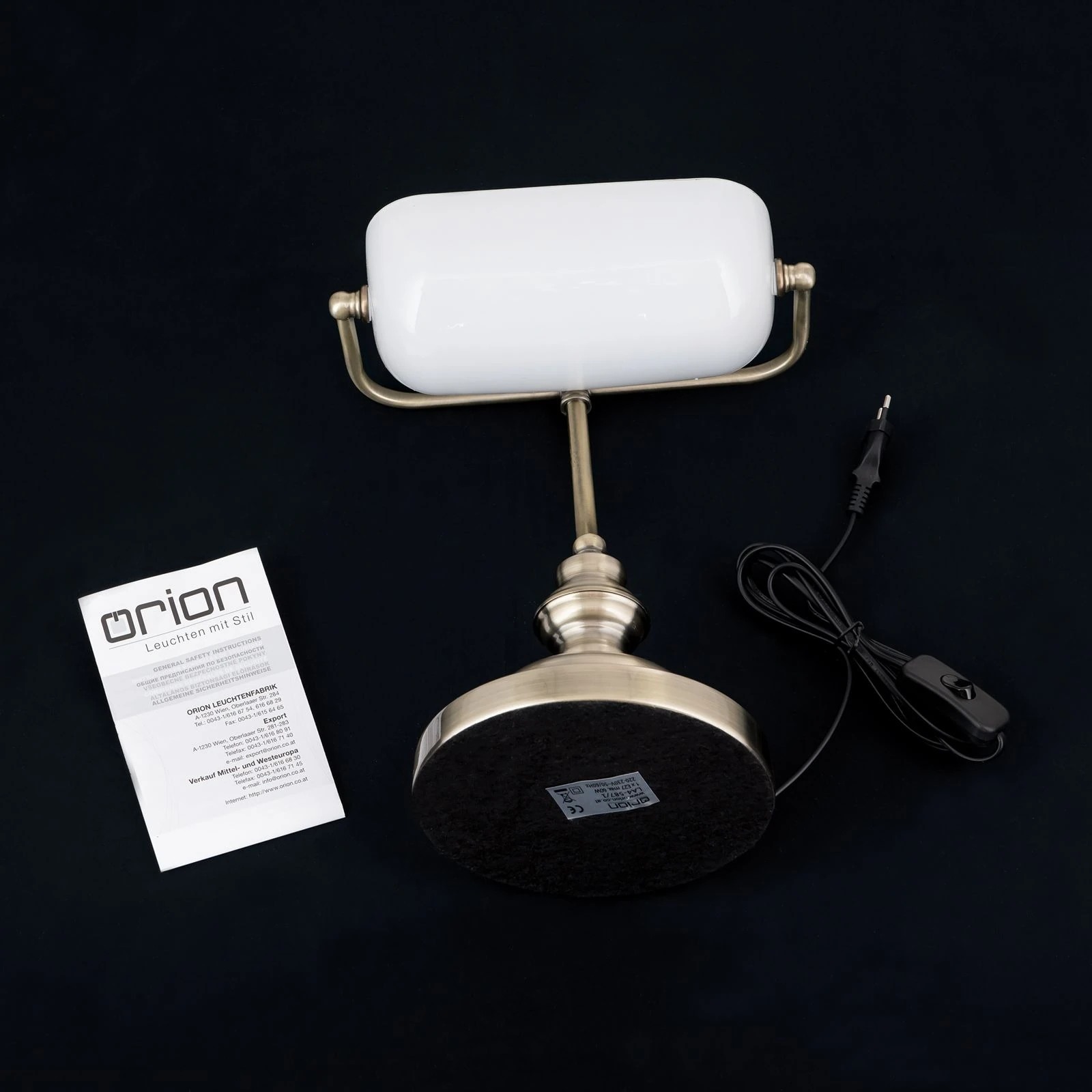 Bankarska lampa BANKERSLAMP, antik mesing, opalno staklo - 8