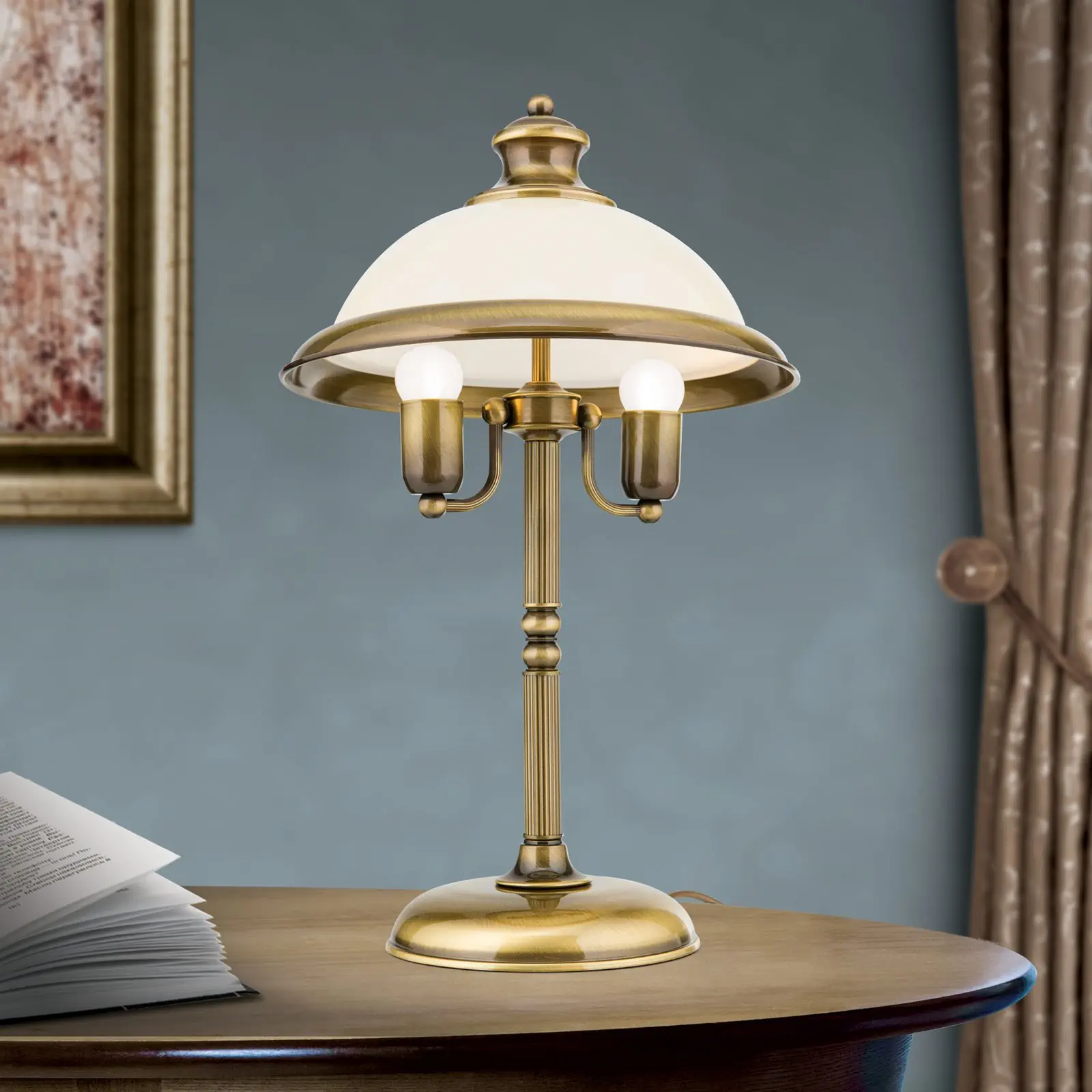 Stona lampa AUSTRIAN OLD LAMP, 2 izvora svetla, patina, H 55 cm - 2