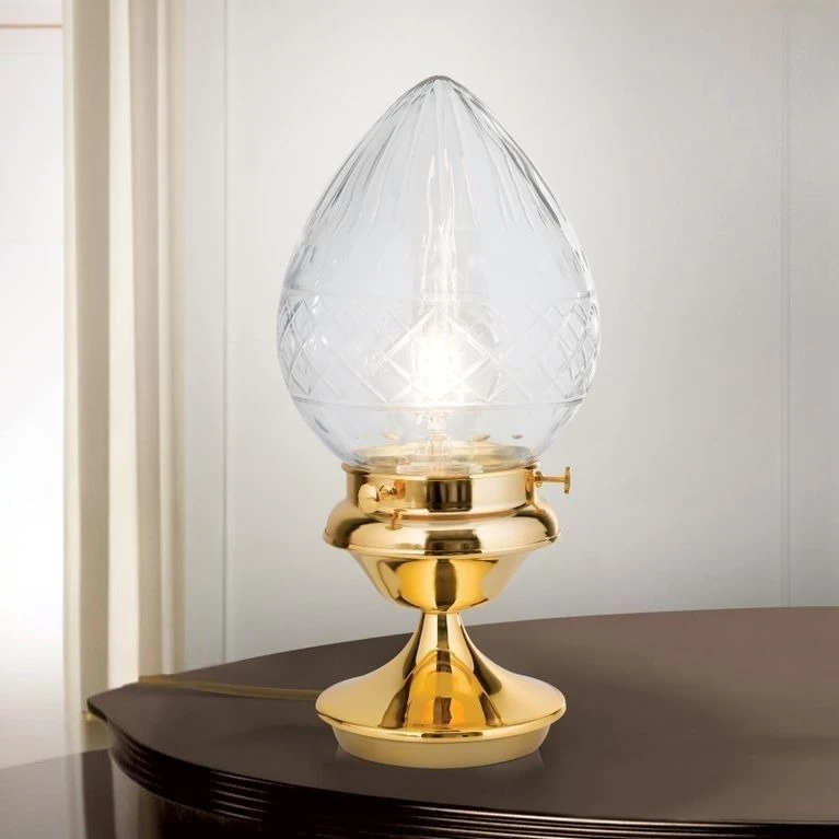 Stona lampa BUDAPEST, mala, 24-karatno pozlaćena, sa prozirnim sečenim staklima - 1