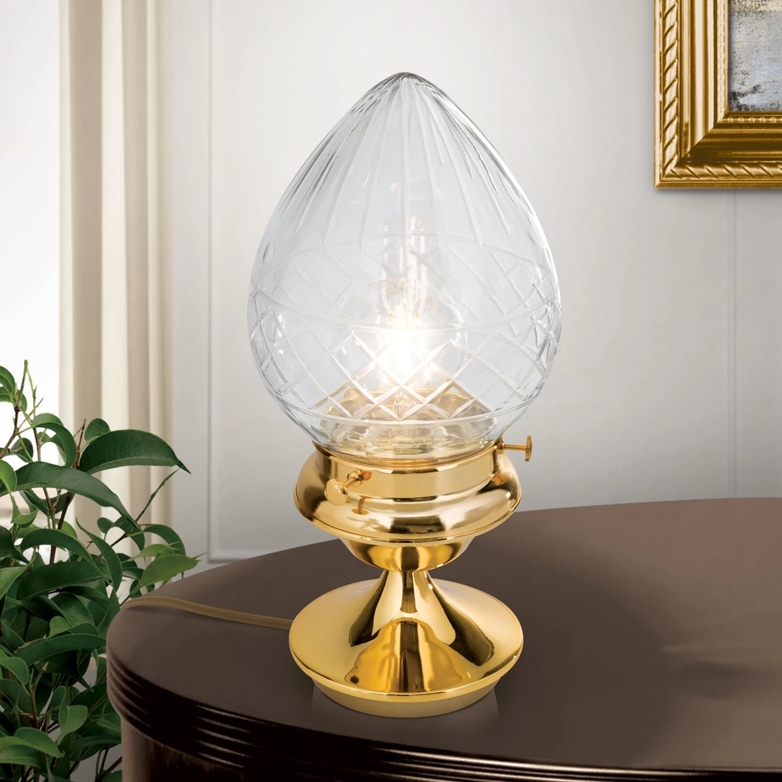 Stona lampa BUDAPEST, mala, 24-karatno pozlaćena, sa prozirnim sečenim staklima - 2