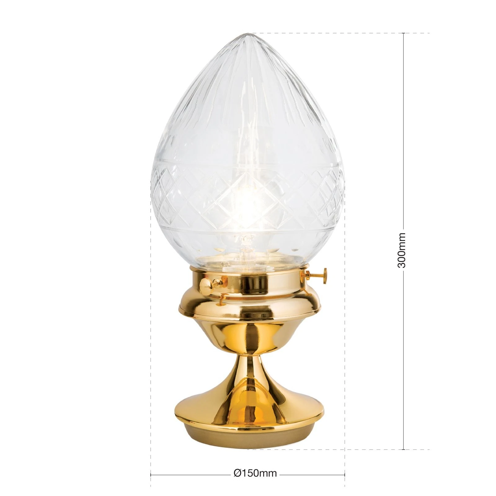 Stona lampa BUDAPEST, mala, 24-karatno pozlaćena, sa prozirnim sečenim staklima - 7