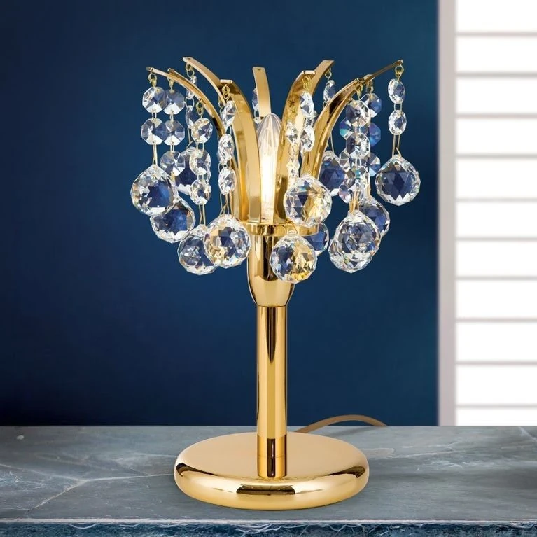 Stona lampa KRISTALL KLASSISCH, 1 izvor svetla, 24-karatno pozlaćena, visina 28 cm - 1