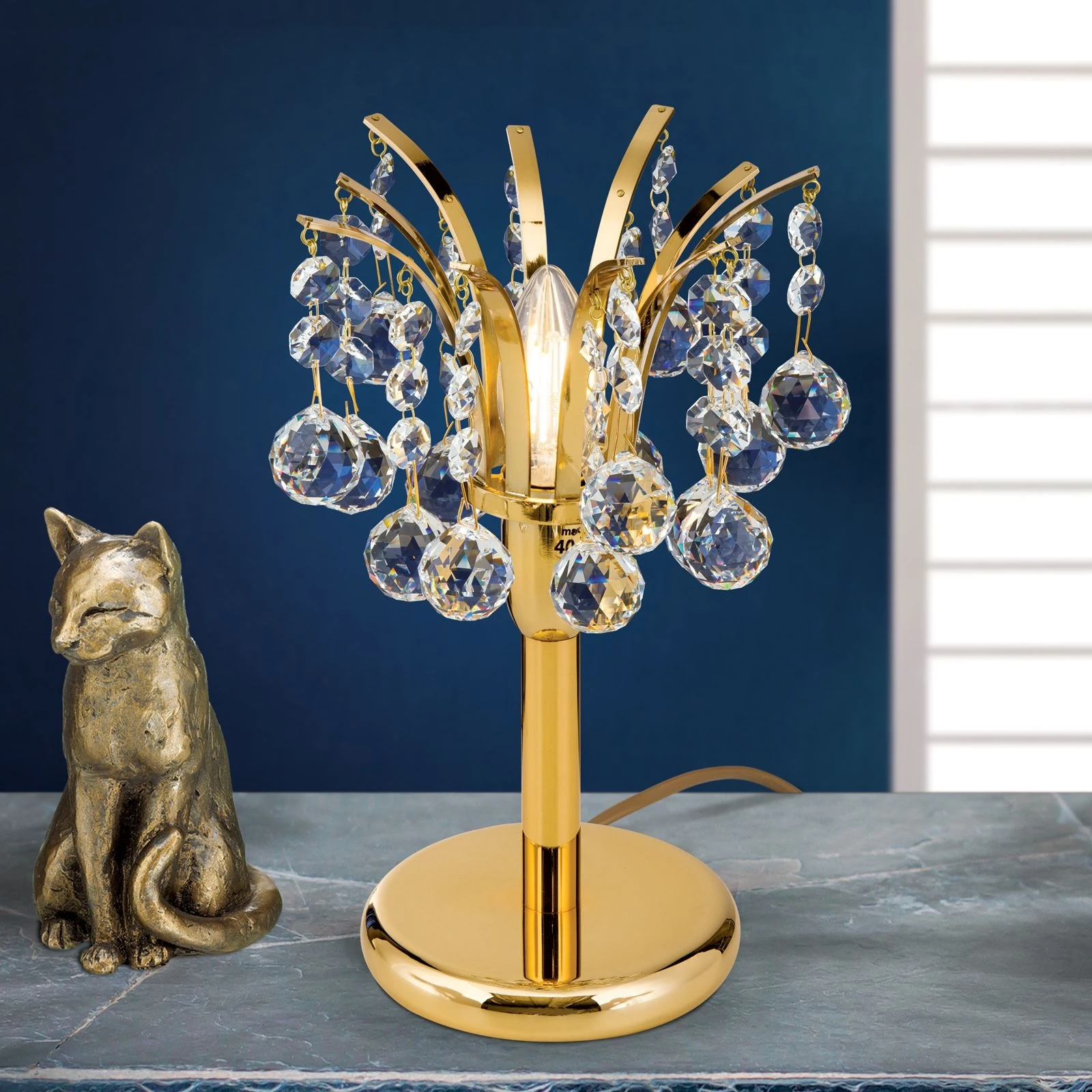 Stona lampa KRISTALL KLASSISCH, 1 izvor svetla, 24-karatno pozlaćena, visina 28 cm - 2