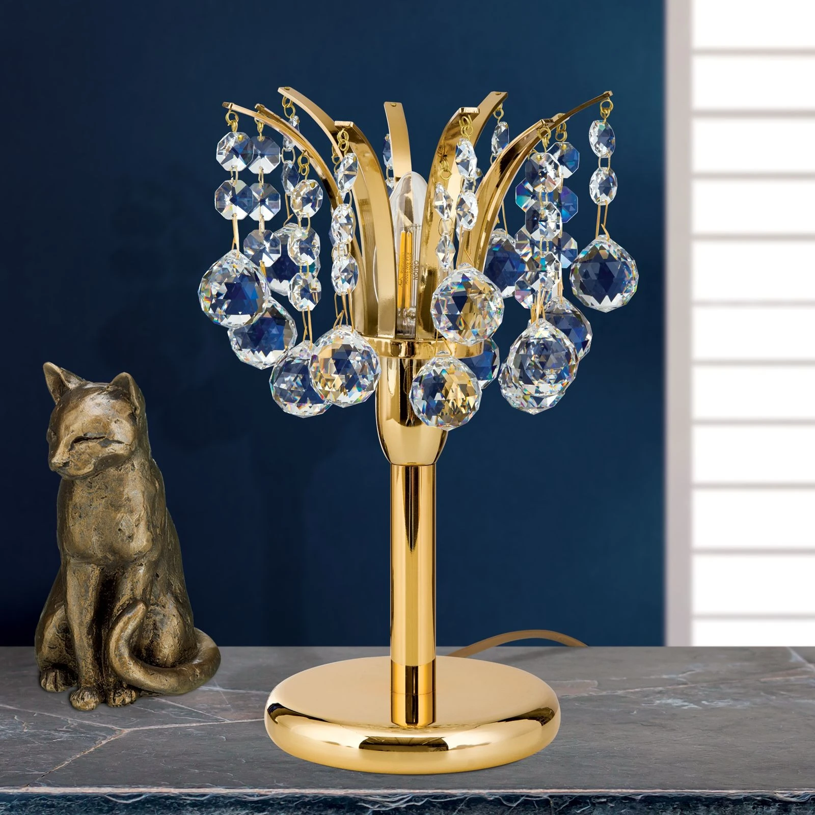 Stona lampa KRISTALL KLASSISCH, 1 izvor svetla, 24-karatno pozlaćena, visina 28 cm - 3