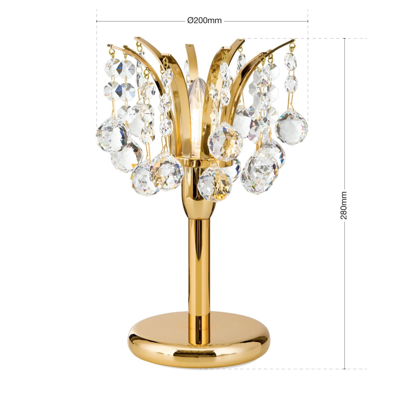 Stona lampa KRISTALL KLASSISCH, 1 izvor svetla, 24-karatno pozlaćena, visina 28 cm - 7