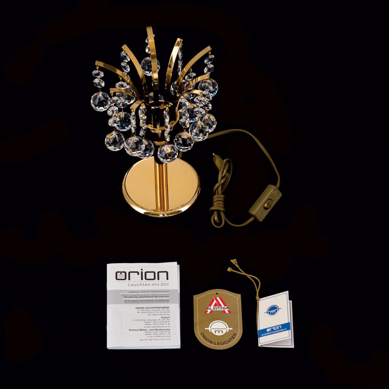 Stona lampa KRISTALL KLASSISCH, 1 izvor svetla, 24-karatno pozlaćena, visina 28 cm - 8