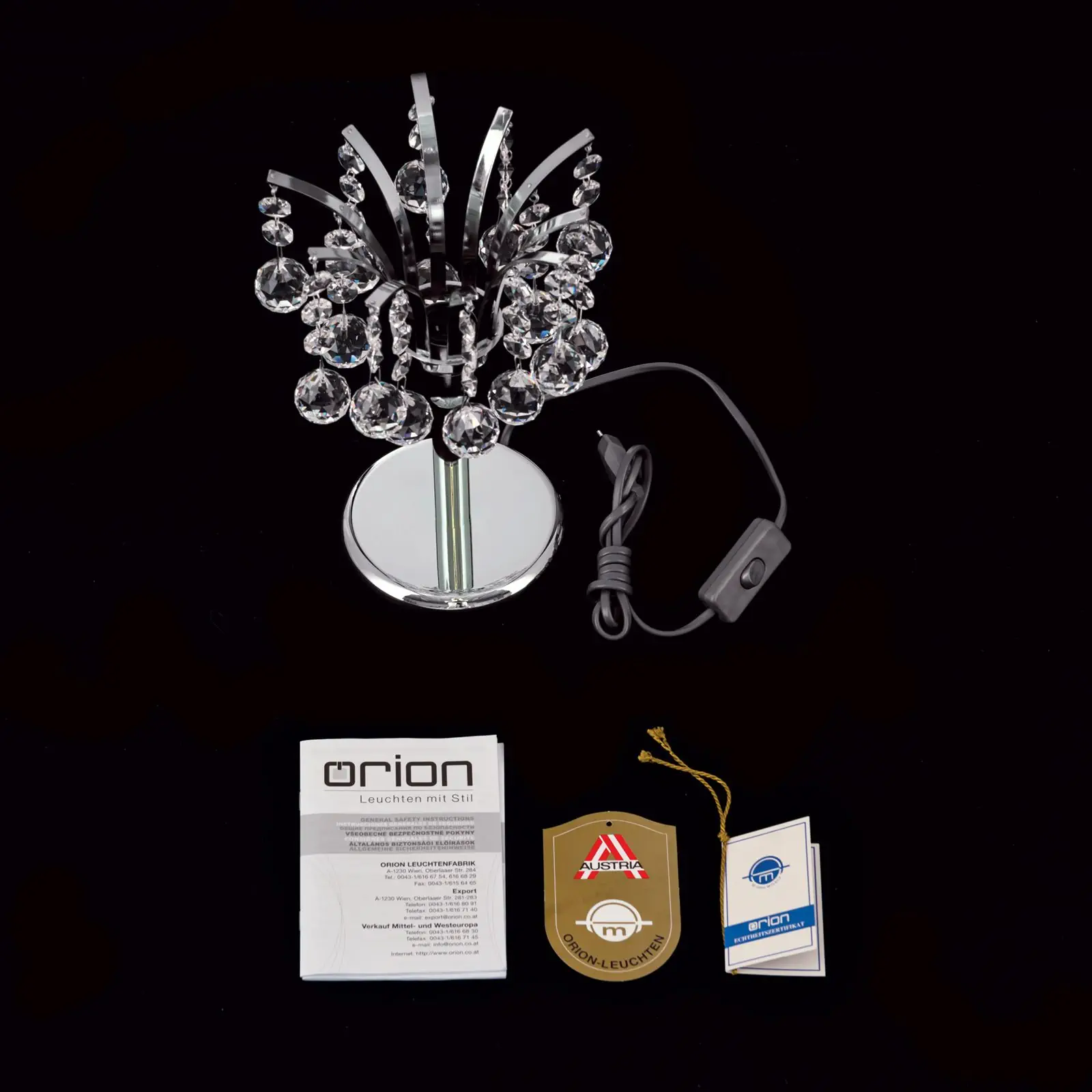 Stona lampa KRISTALL KLASSISCH, hrom, 28 cm - 8