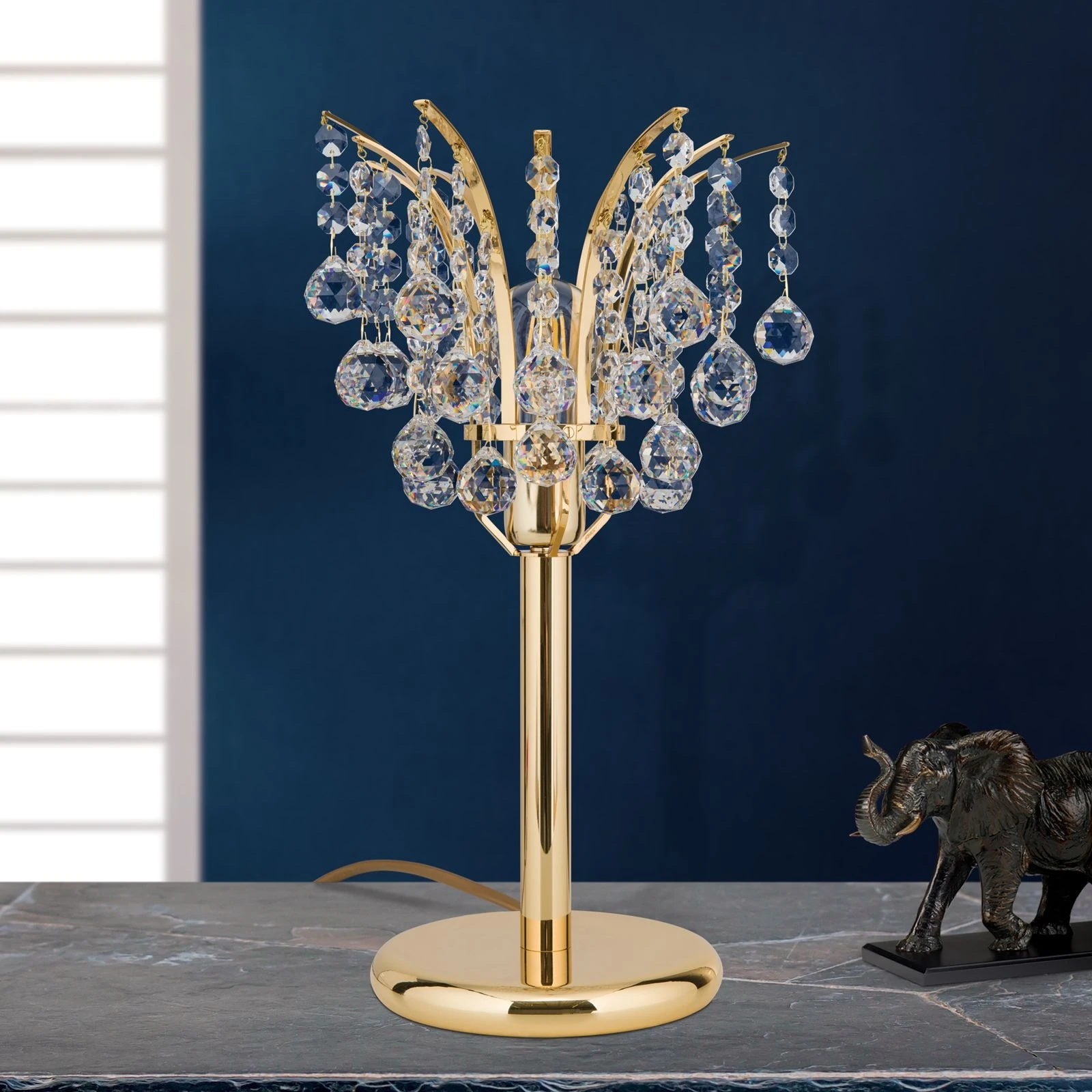 Stona lampa KRISTALL KLASSISCH, 1 izvor svetla, 24-karatno pozlaćeno, prozirno kristalno staklo, visina 45 cm - 3