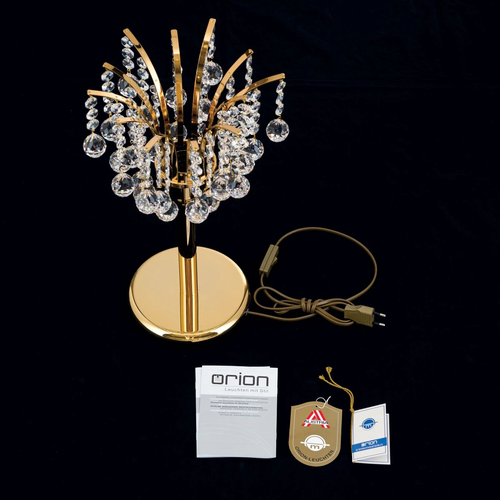 Stona lampa KRISTALL KLASSISCH, 1 izvor svetla, 24-karatno pozlaćeno, prozirno kristalno staklo, visina 45 cm - 8