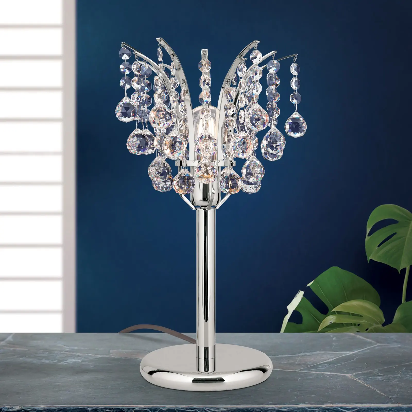 Stona lampa KRISTALL KLASSISCH, hrom, 48 cm - 1