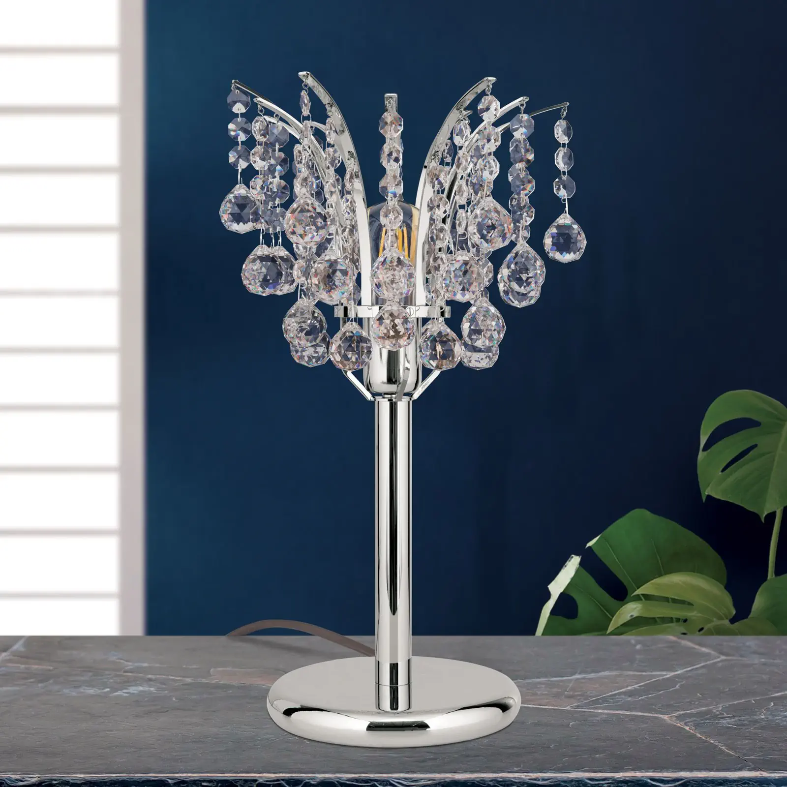 Stona lampa KRISTALL KLASSISCH, hrom, 48 cm - 3