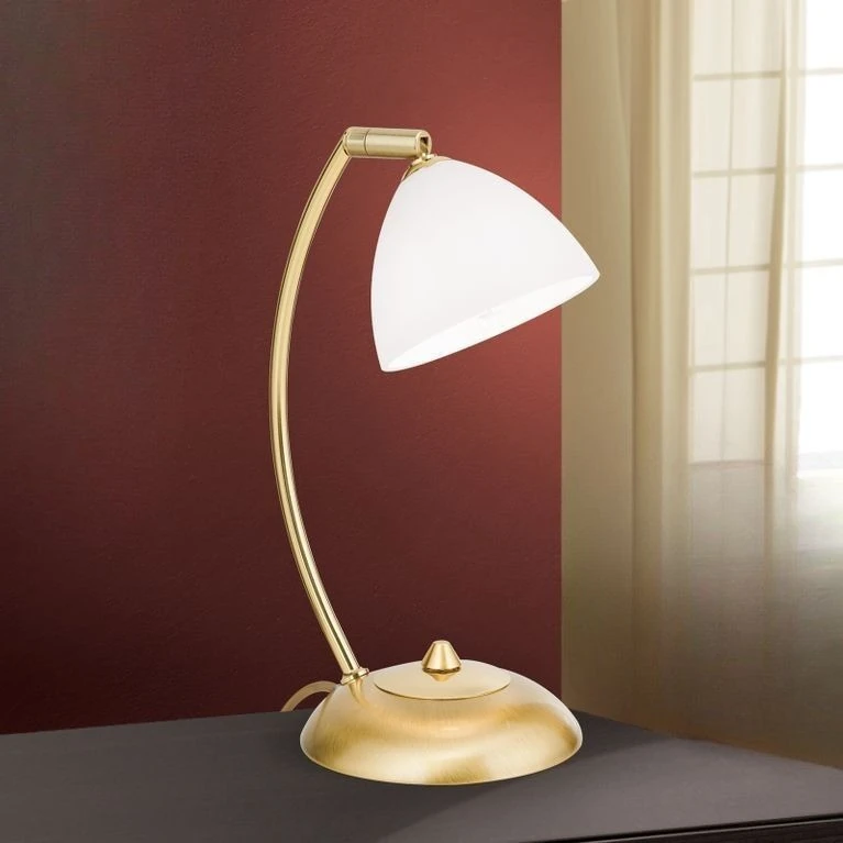 Stona lampa OPALDESIGN, 1 izvor svetla, brušeno zlato, opalno staklo - 1