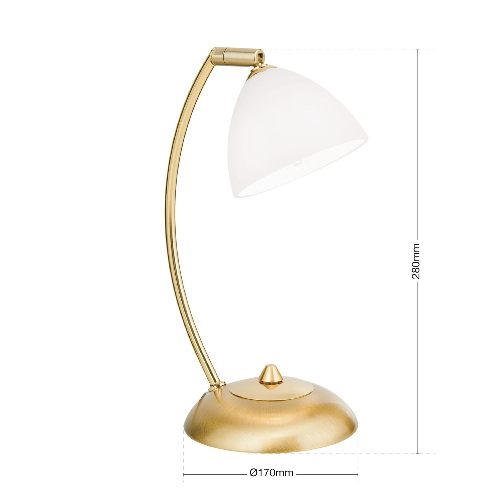 Stona lampa OPALDESIGN, 1 izvor svetla, brušeno zlato, opalno staklo - 7