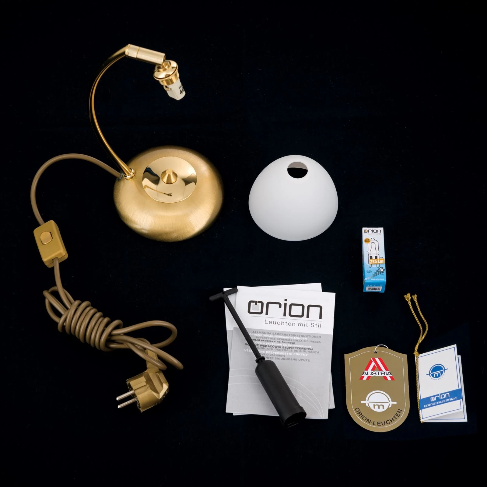 Stona lampa OPALDESIGN, 1 izvor svetla, brušeno zlato, opalno staklo - 8