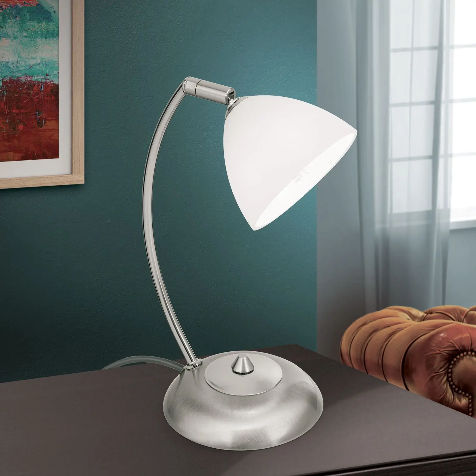 Stona lampa OPALDESIGN, satinisana, sa opalnim staklom - 2