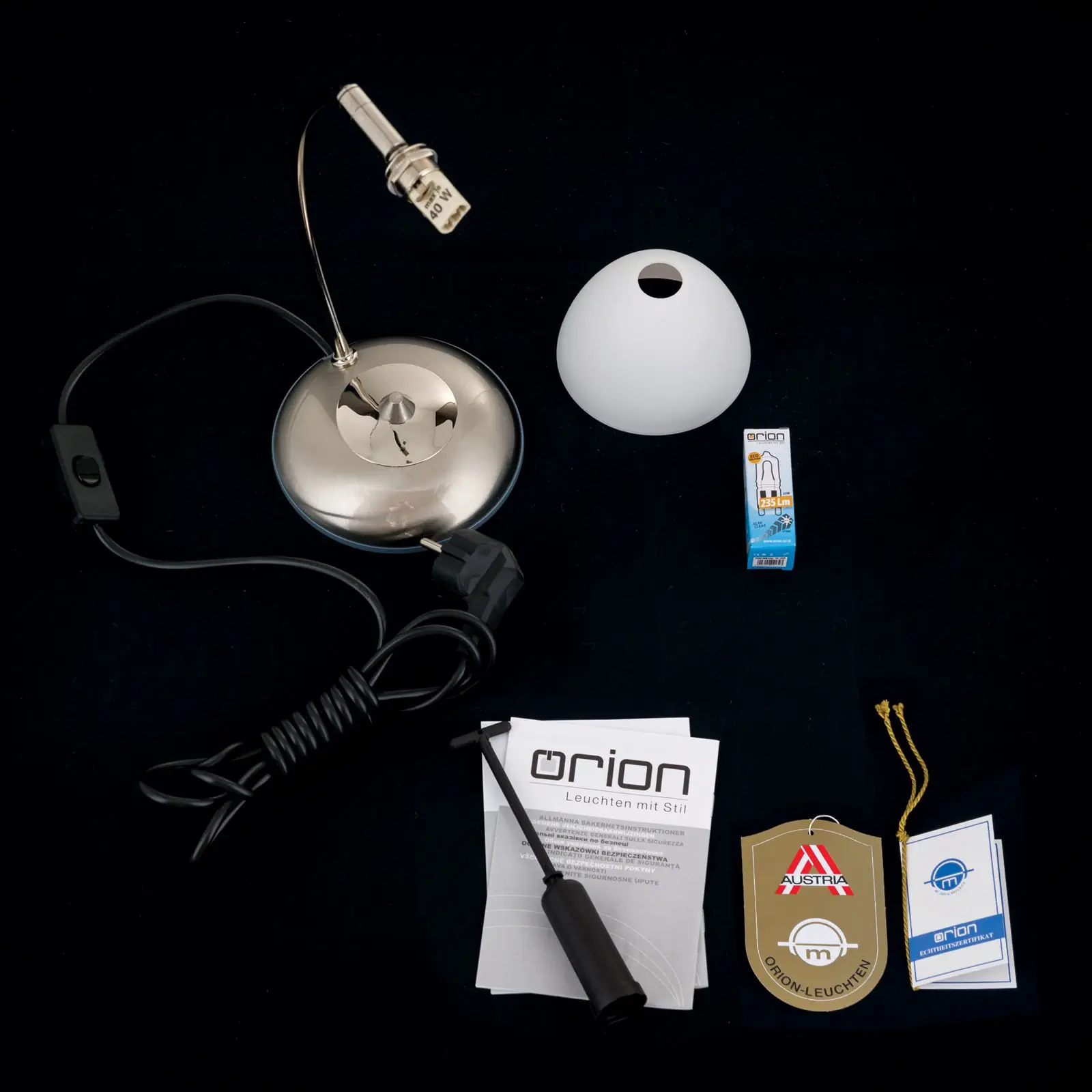 Stona lampa OPALDESIGN, satinisana, sa opalnim staklom - 8