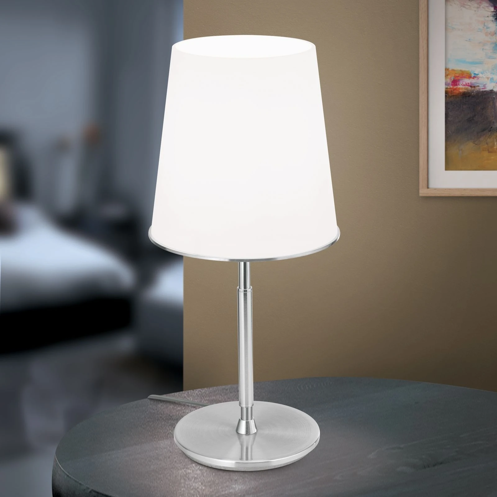 Stona lampa KONUS, satin hrom, mat opal staklo - 2
